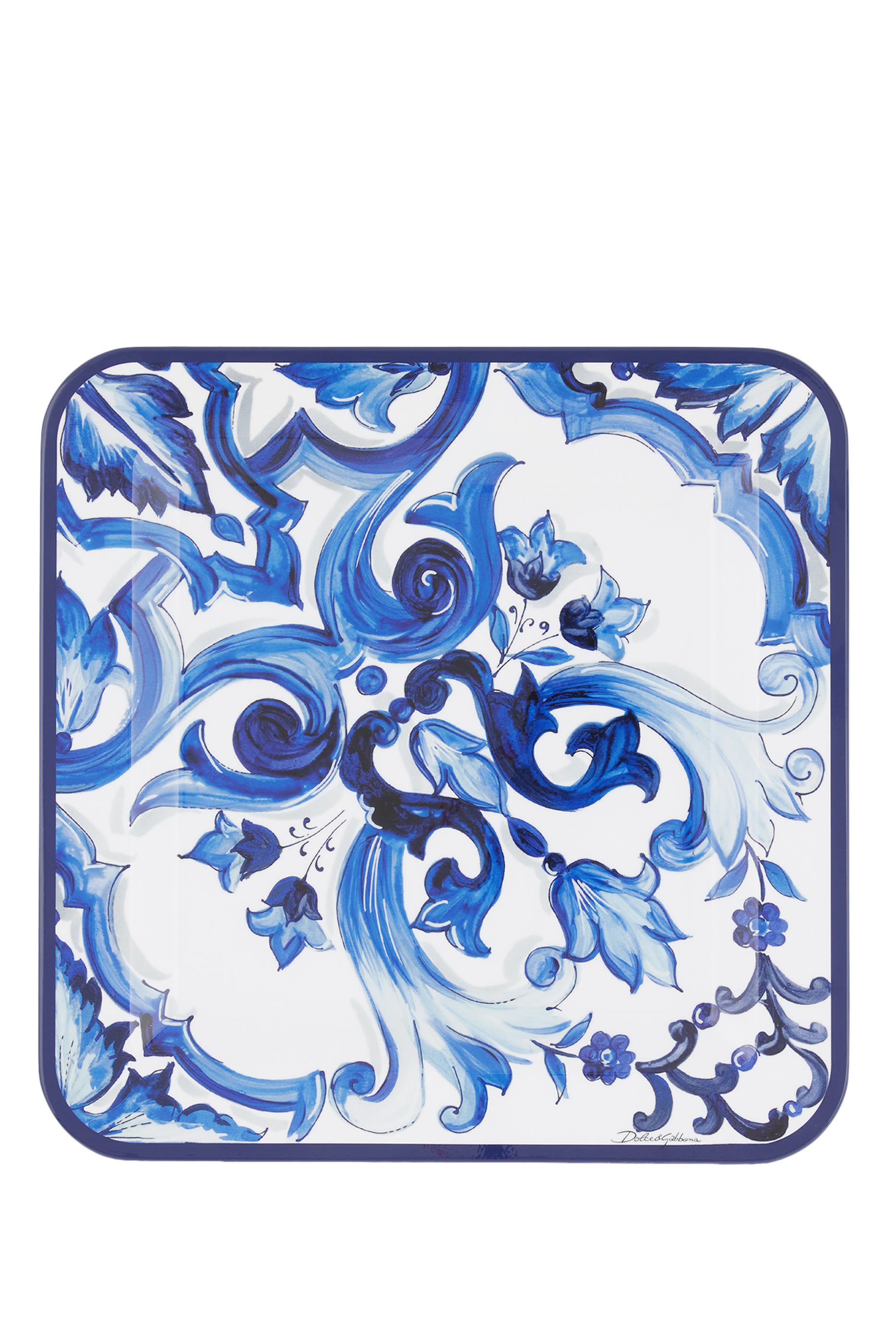 Blue Mediterraneo Medium Wooden Square Tray