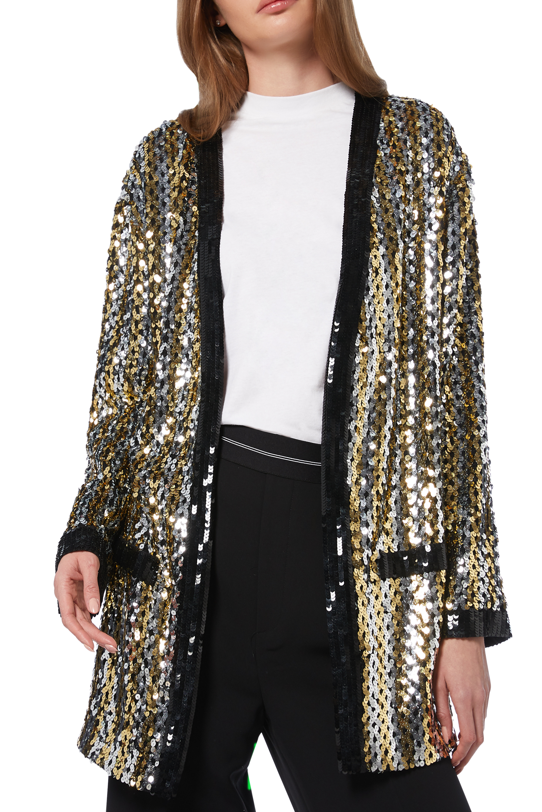Buy Gold MSGM Sequin Embellished Crewneck Jacket - Womens for AED 2550. ...