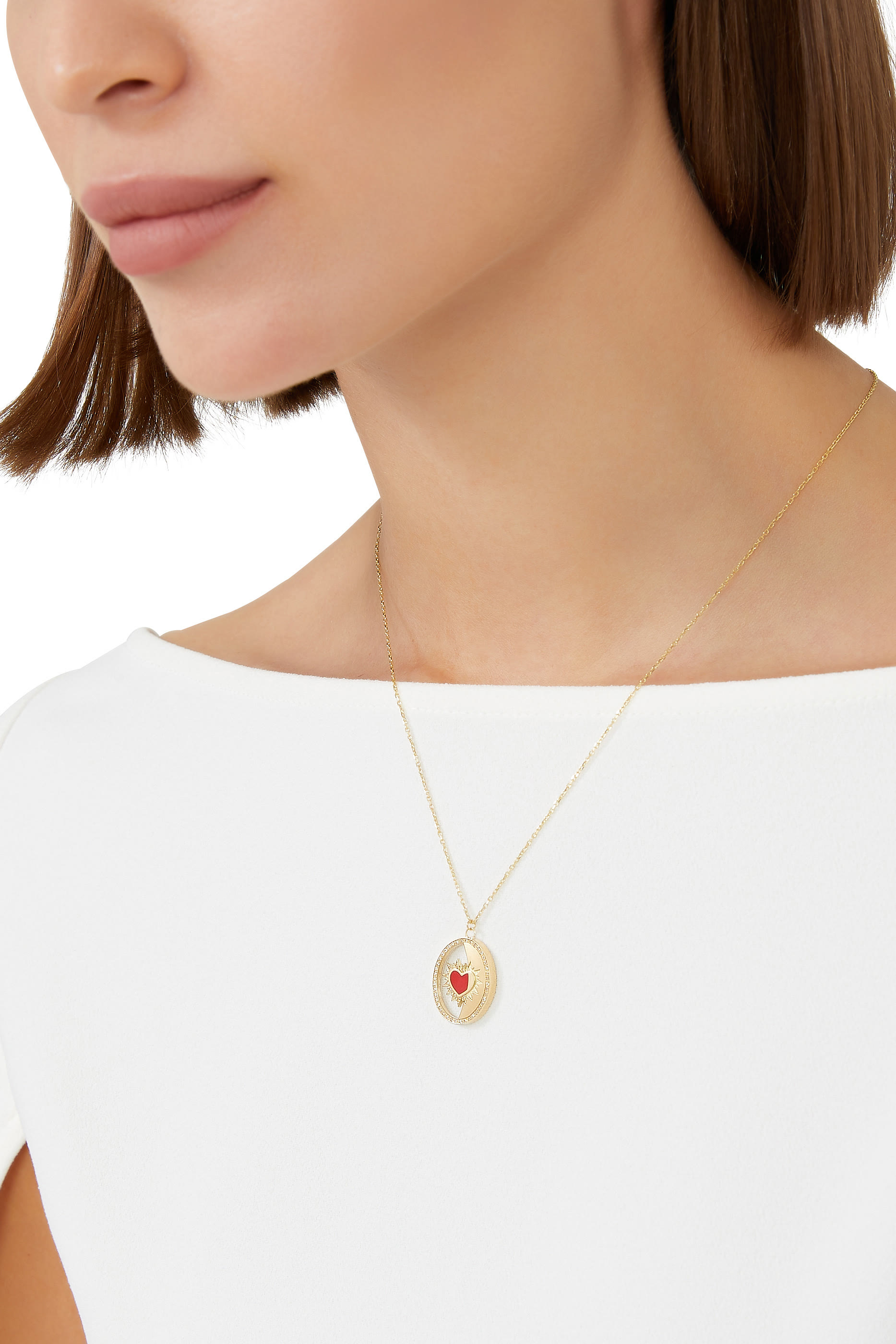 Heart On Biladi Pendant Necklace, 18k Yellow Gold & Diamond