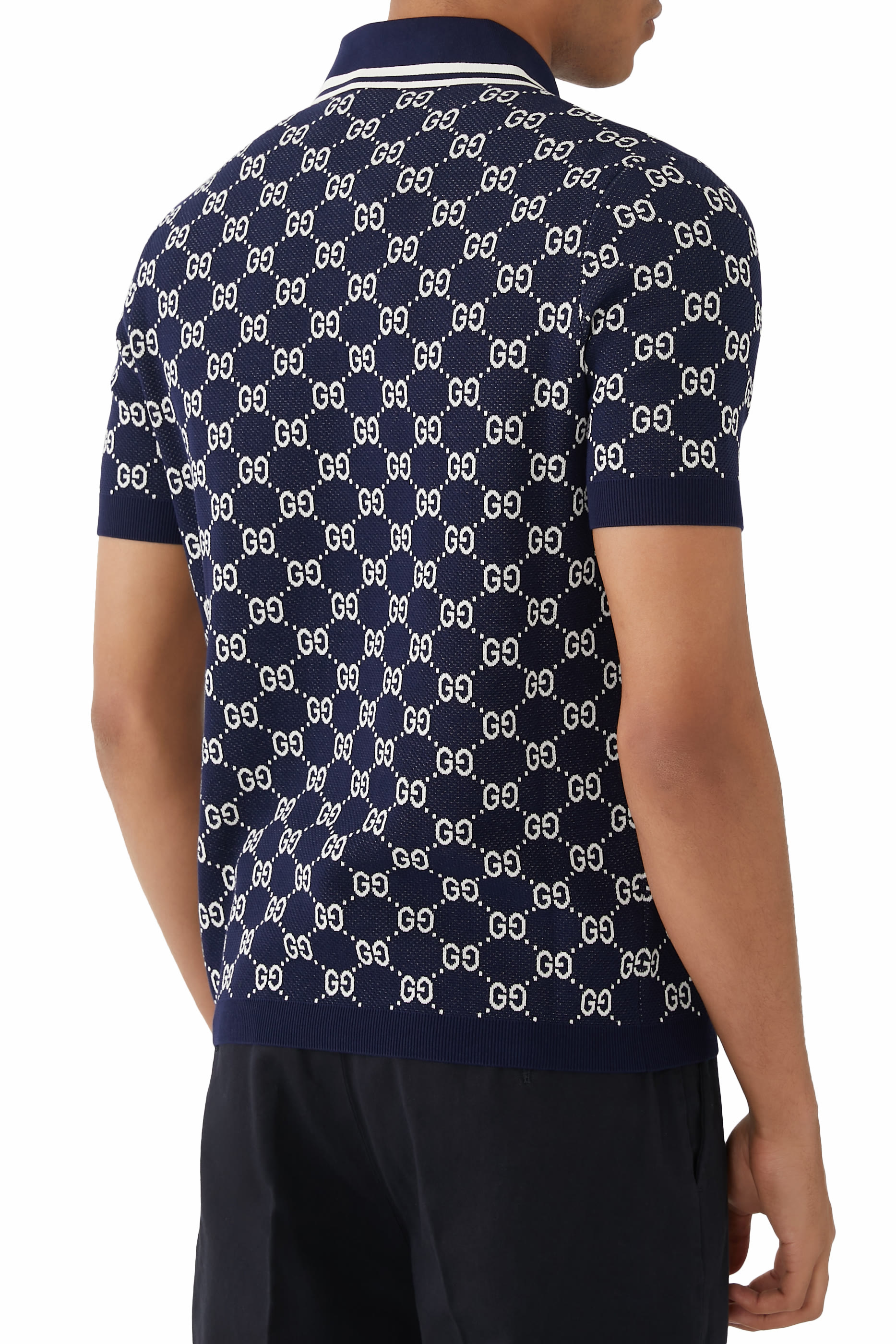 GG Cotton Knit Jacquard Polo Shirt
