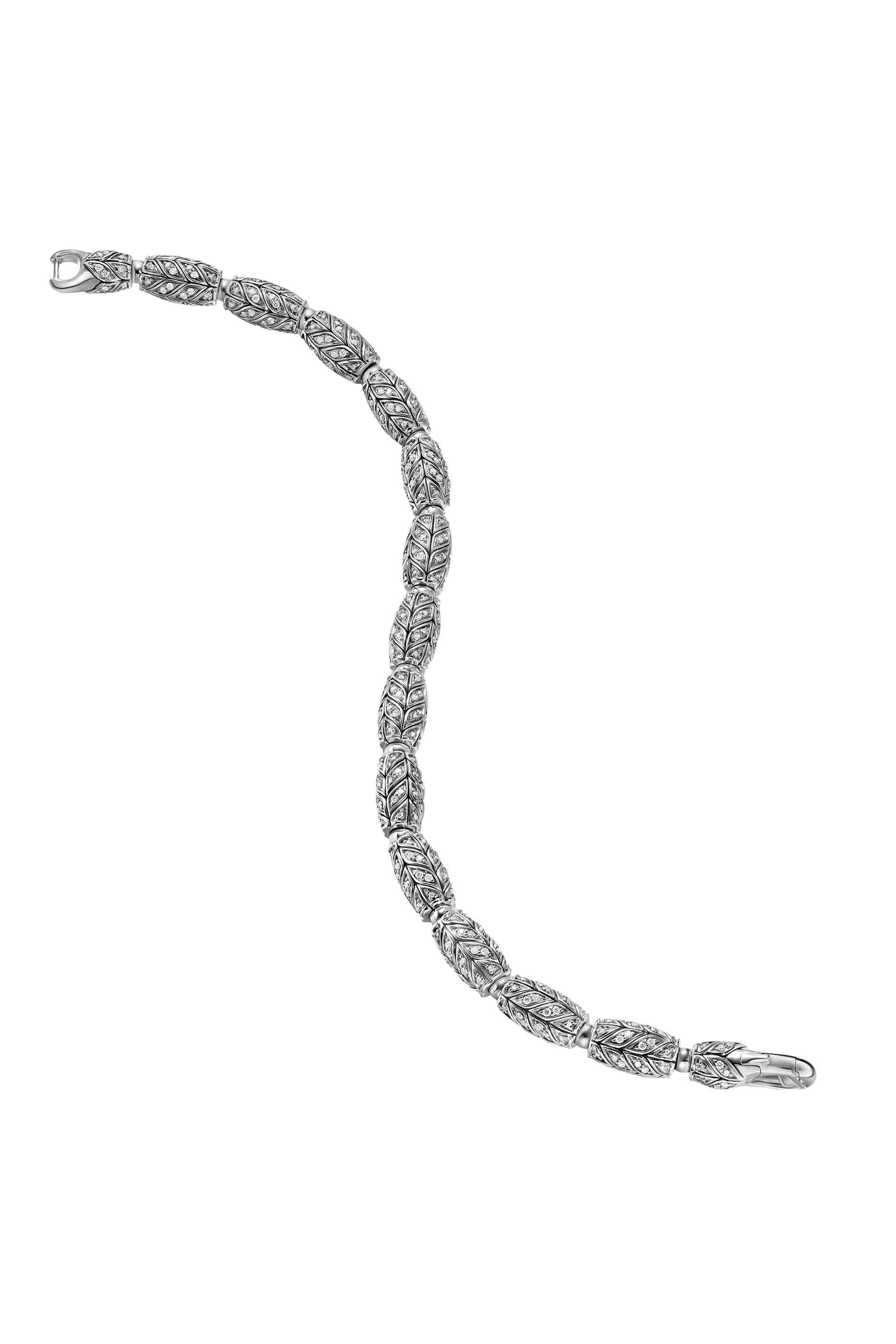  Chevron Bead Bracelet , Sterling Silver with Diamonds