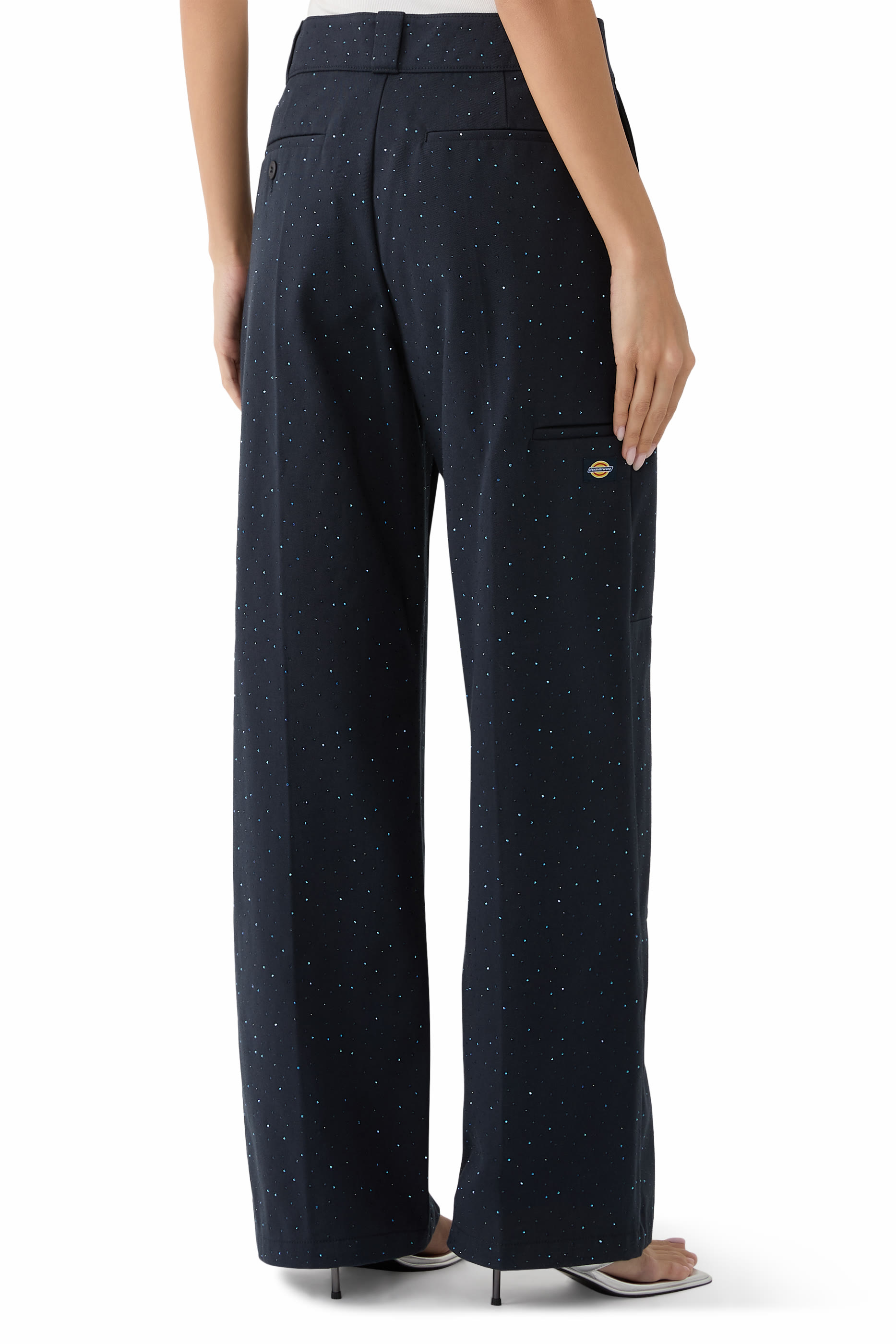Rhinestone-Embellished Workwear Pants