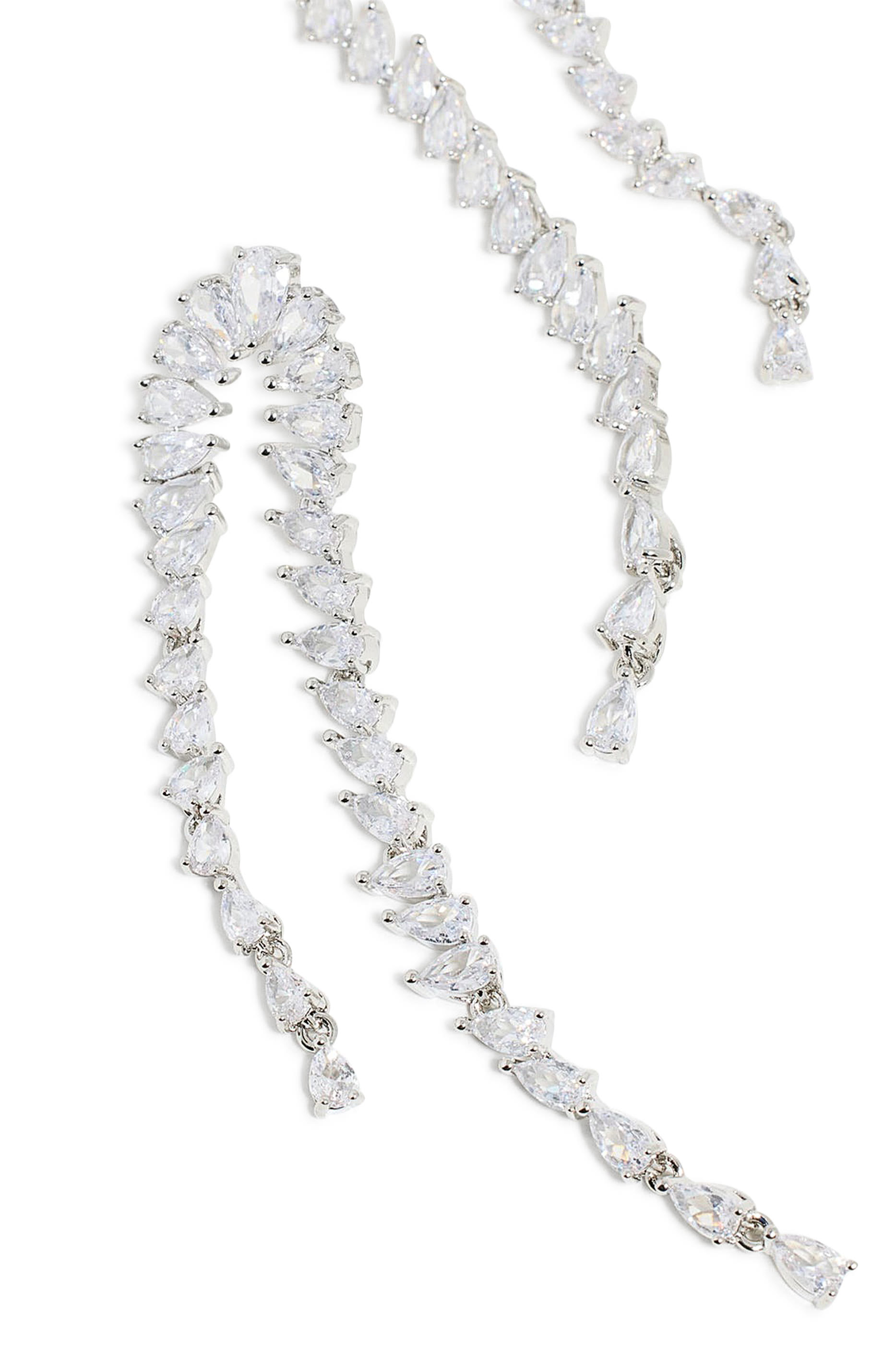 Pear Diamond Drop Earrings, Sterling Silver