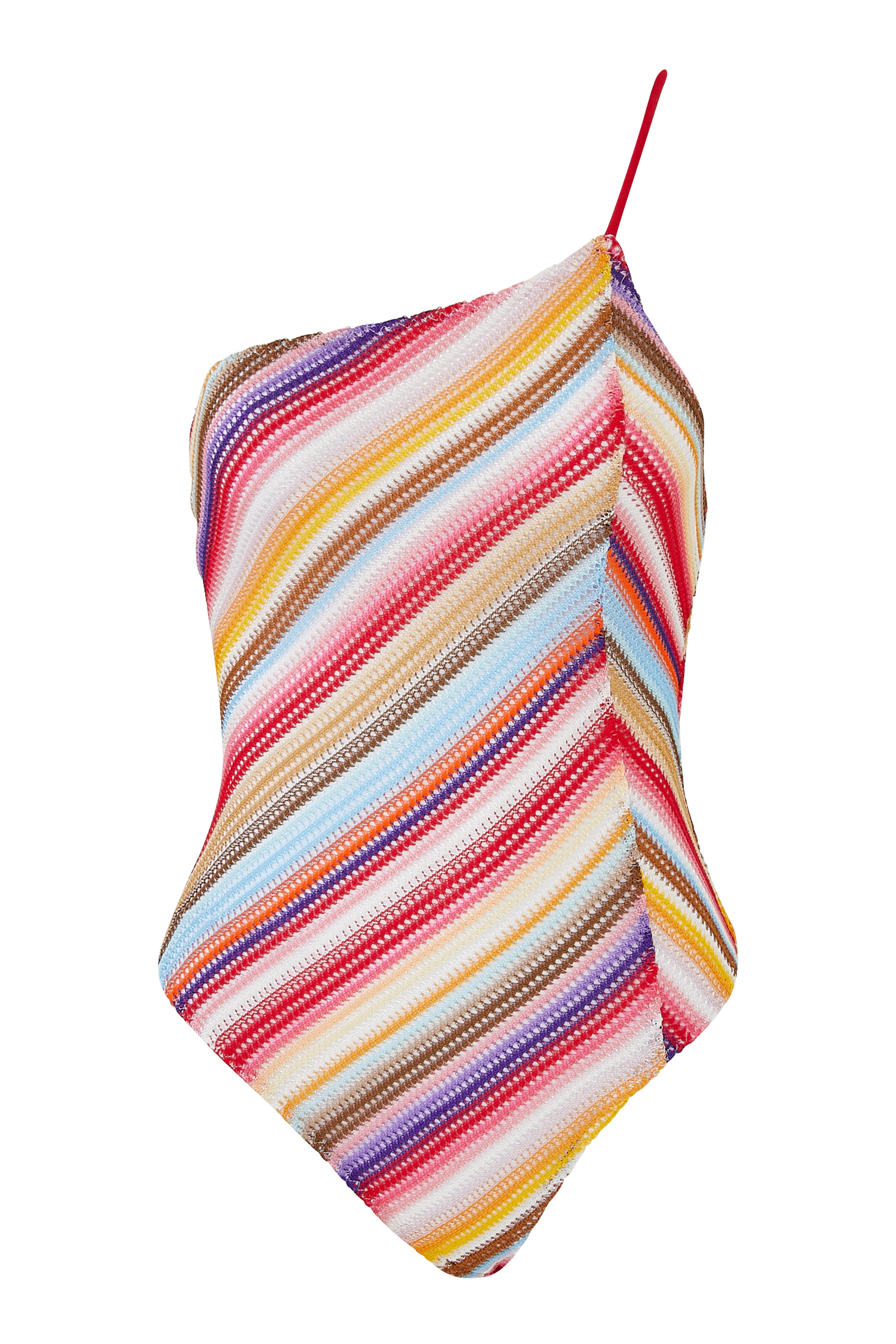 Striped One-Shoulder Swimsuit