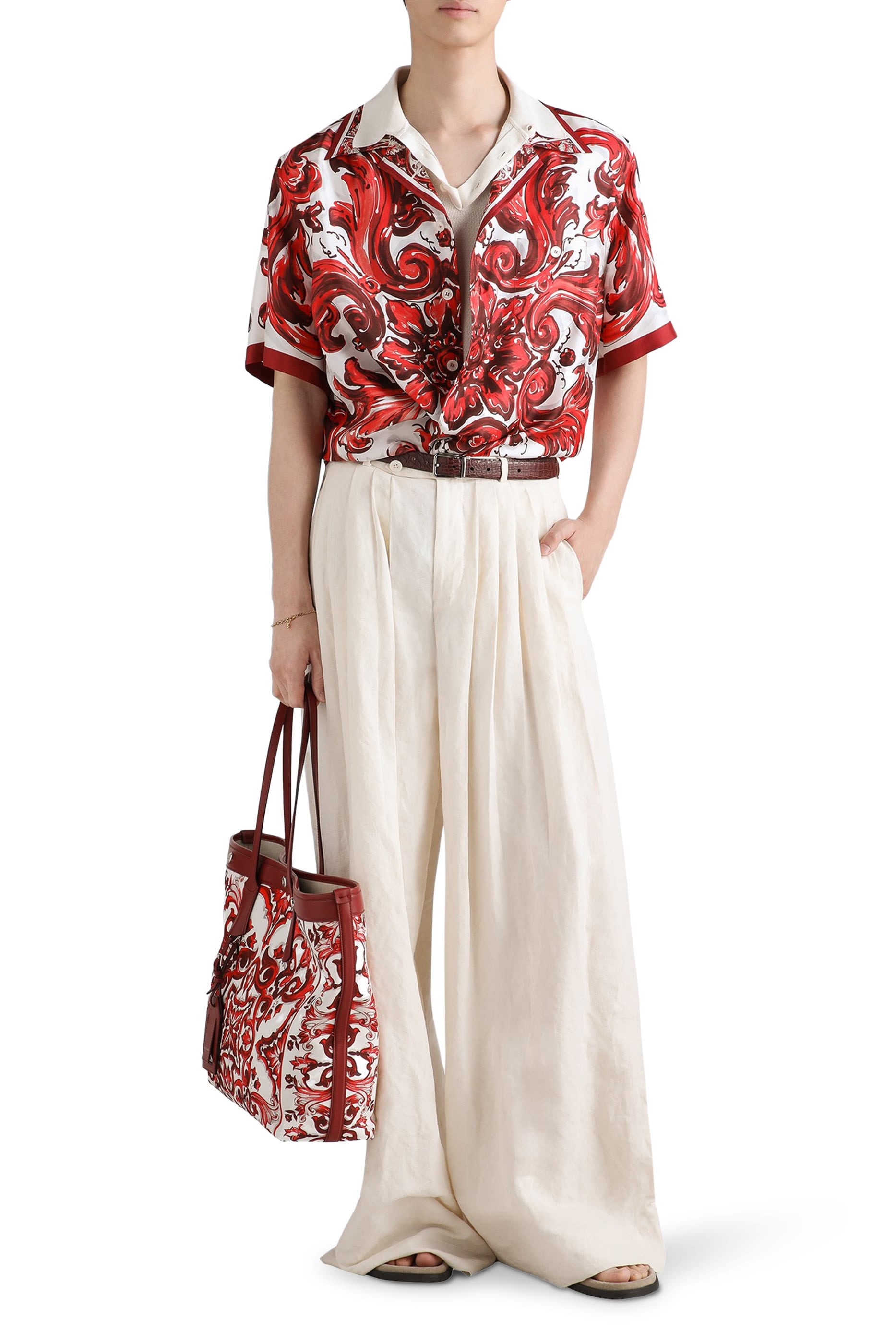 Majolica-Print Silk Twill Hawaii Shirt
