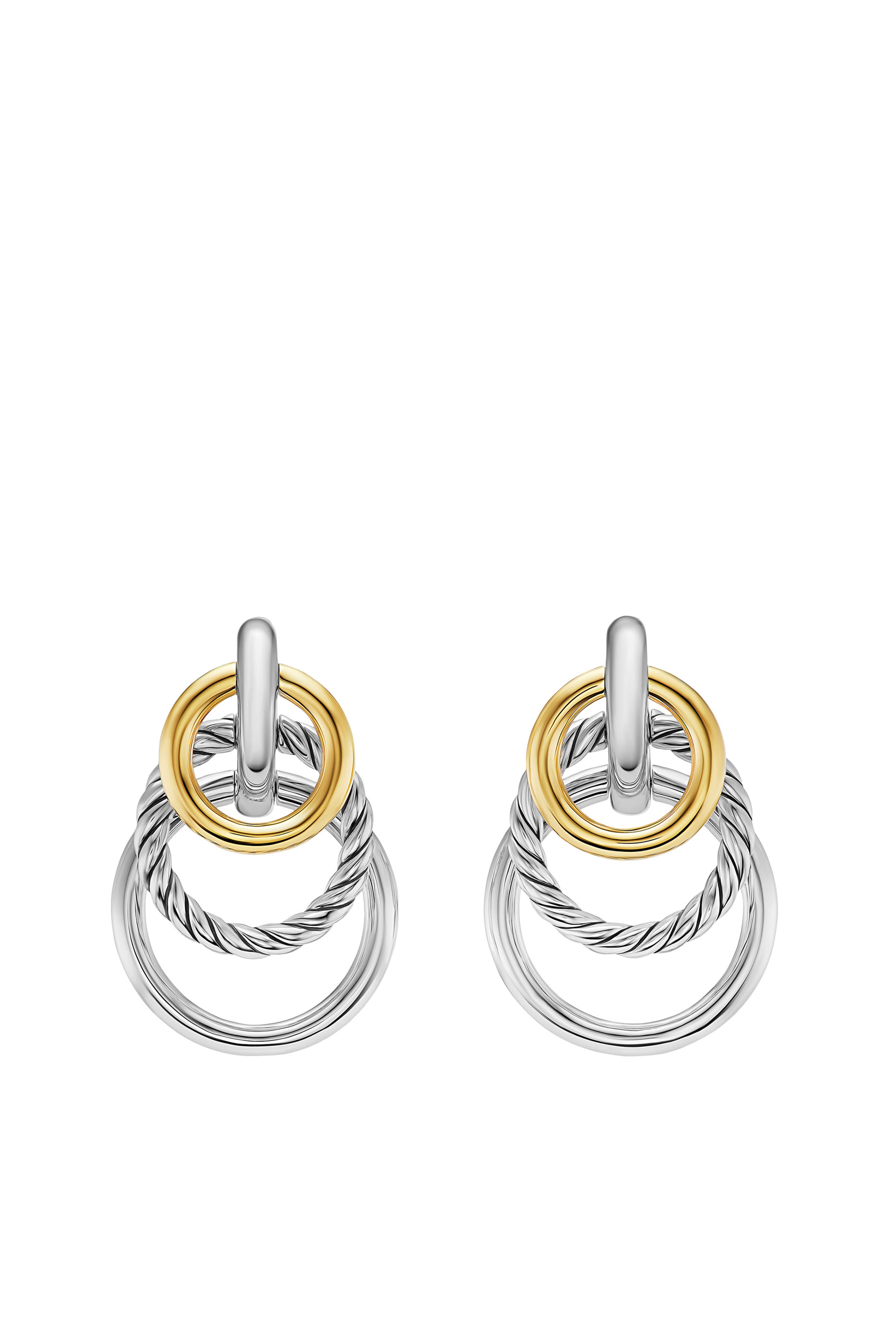 DY Mercer® Triple Ring Drop Earrings, Sterling Silver & 18k Yellow Gold