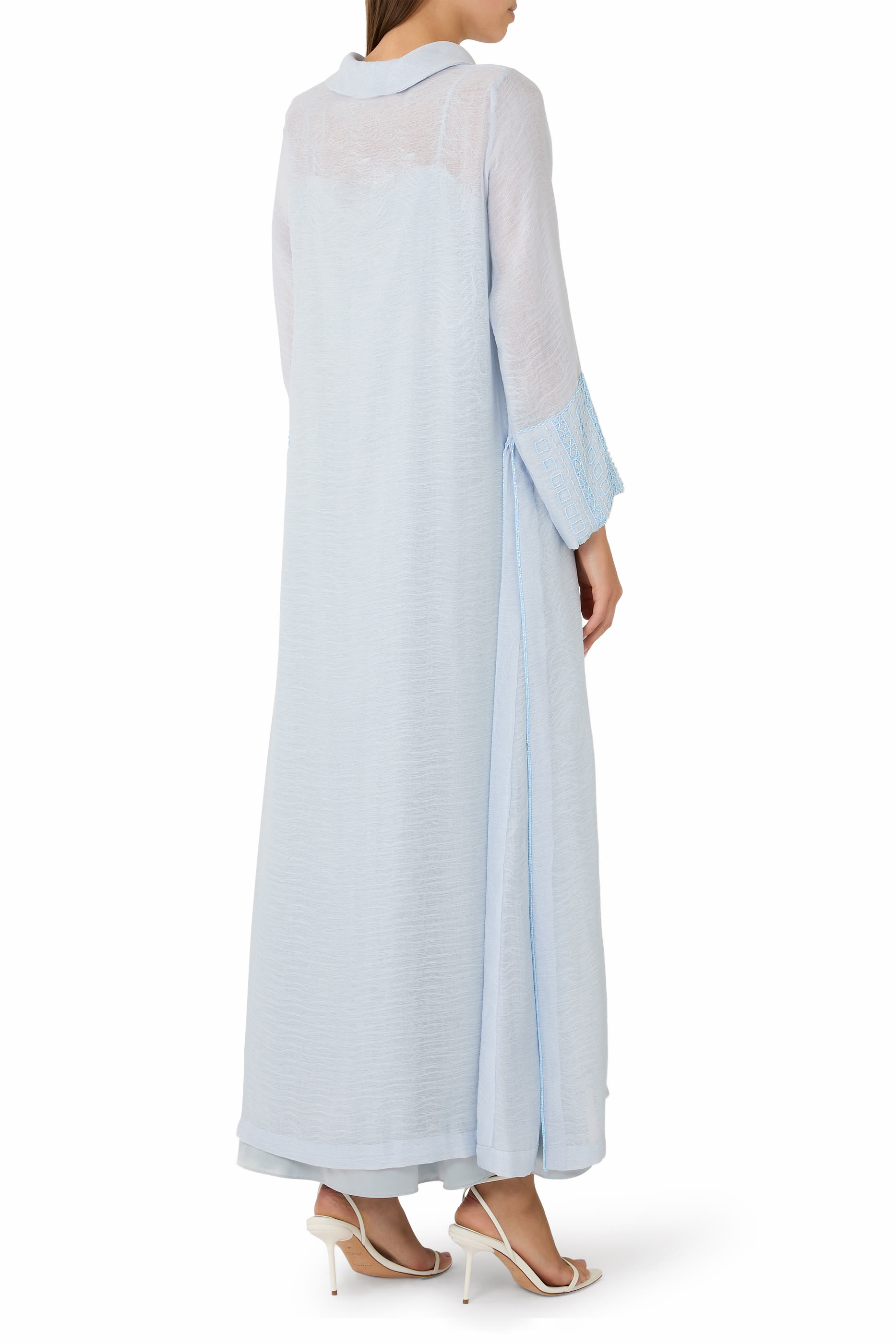  Embroidered Side Slit Detail Dress with Inner Dress 