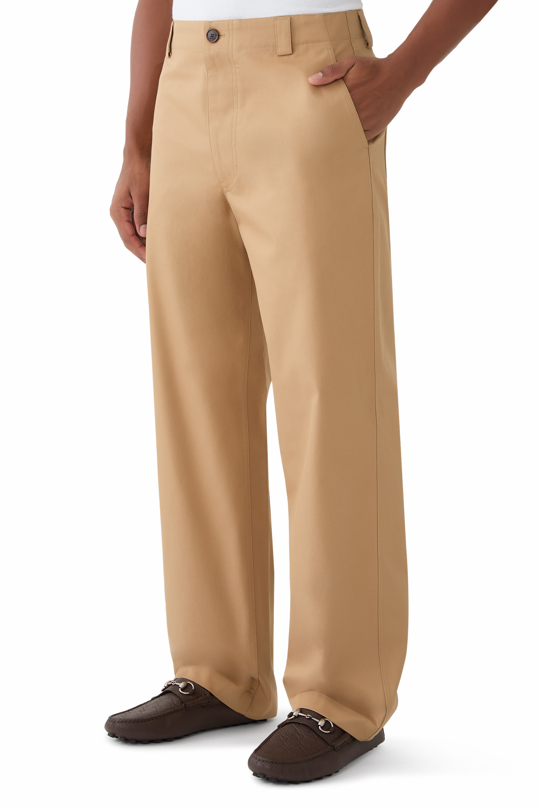 Compact Cotton Twill Pants with Web