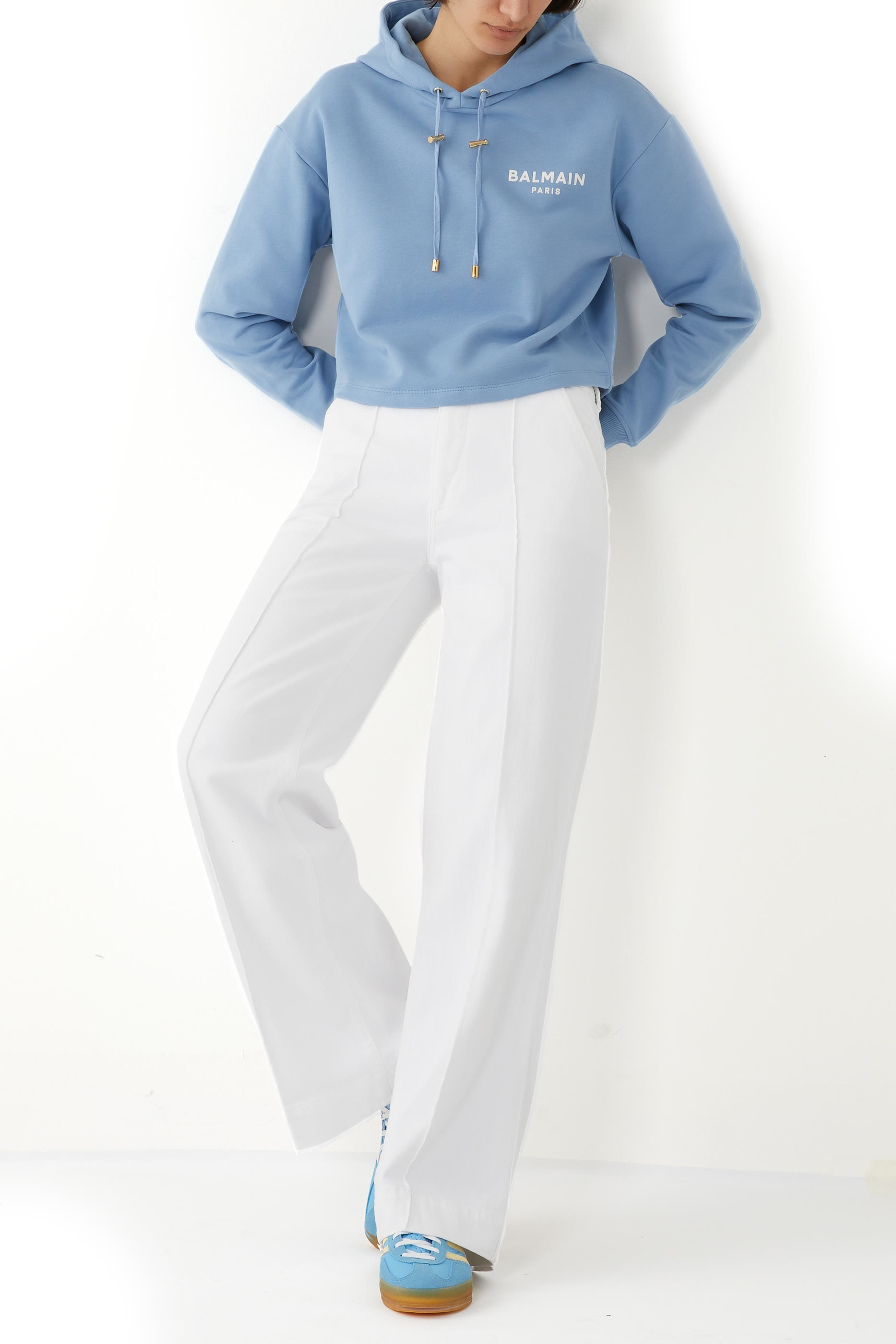 Flock Detail Cropped Hoodie