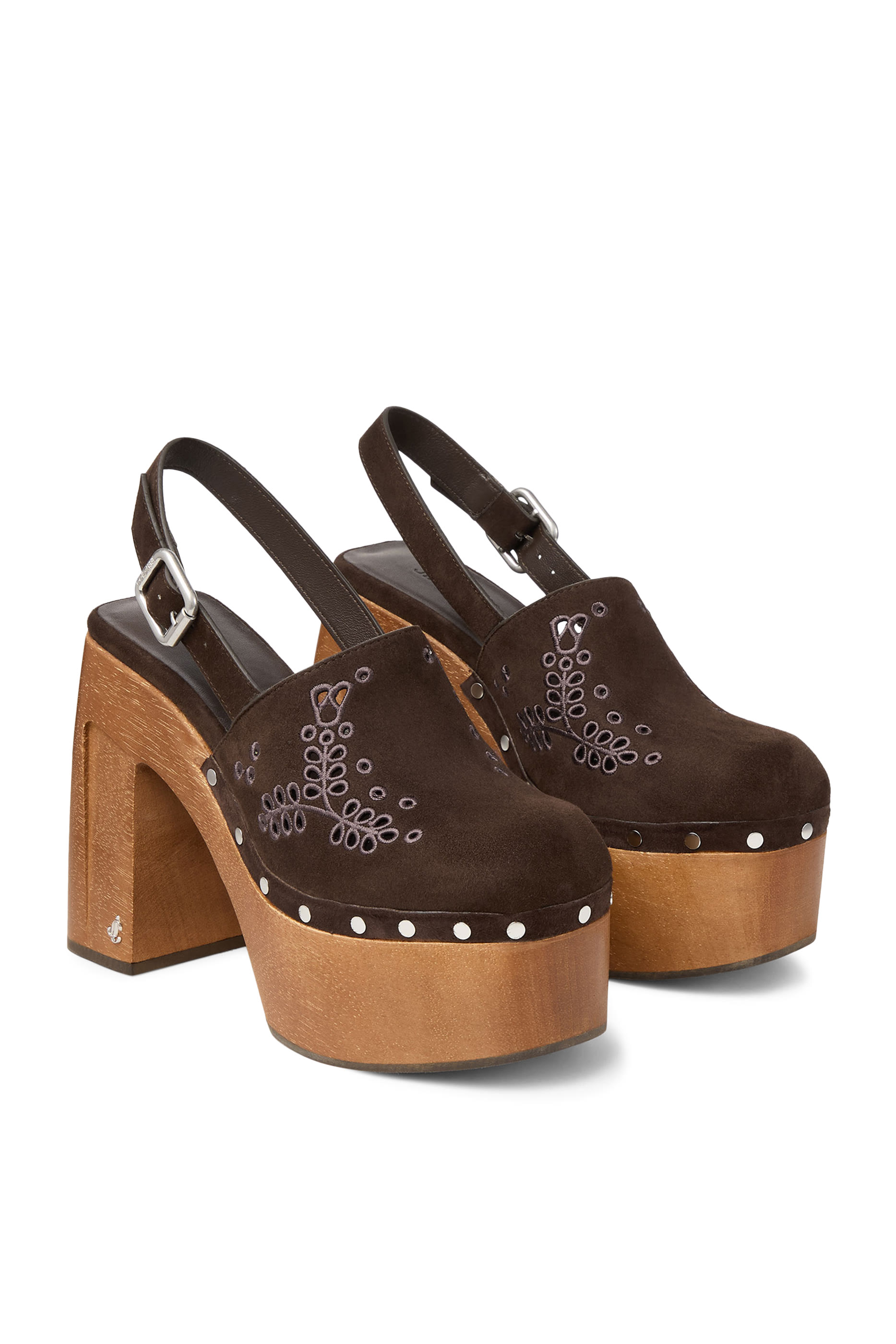 Alida 135 Platform Slingback Clogs with Sangallo Embroidery