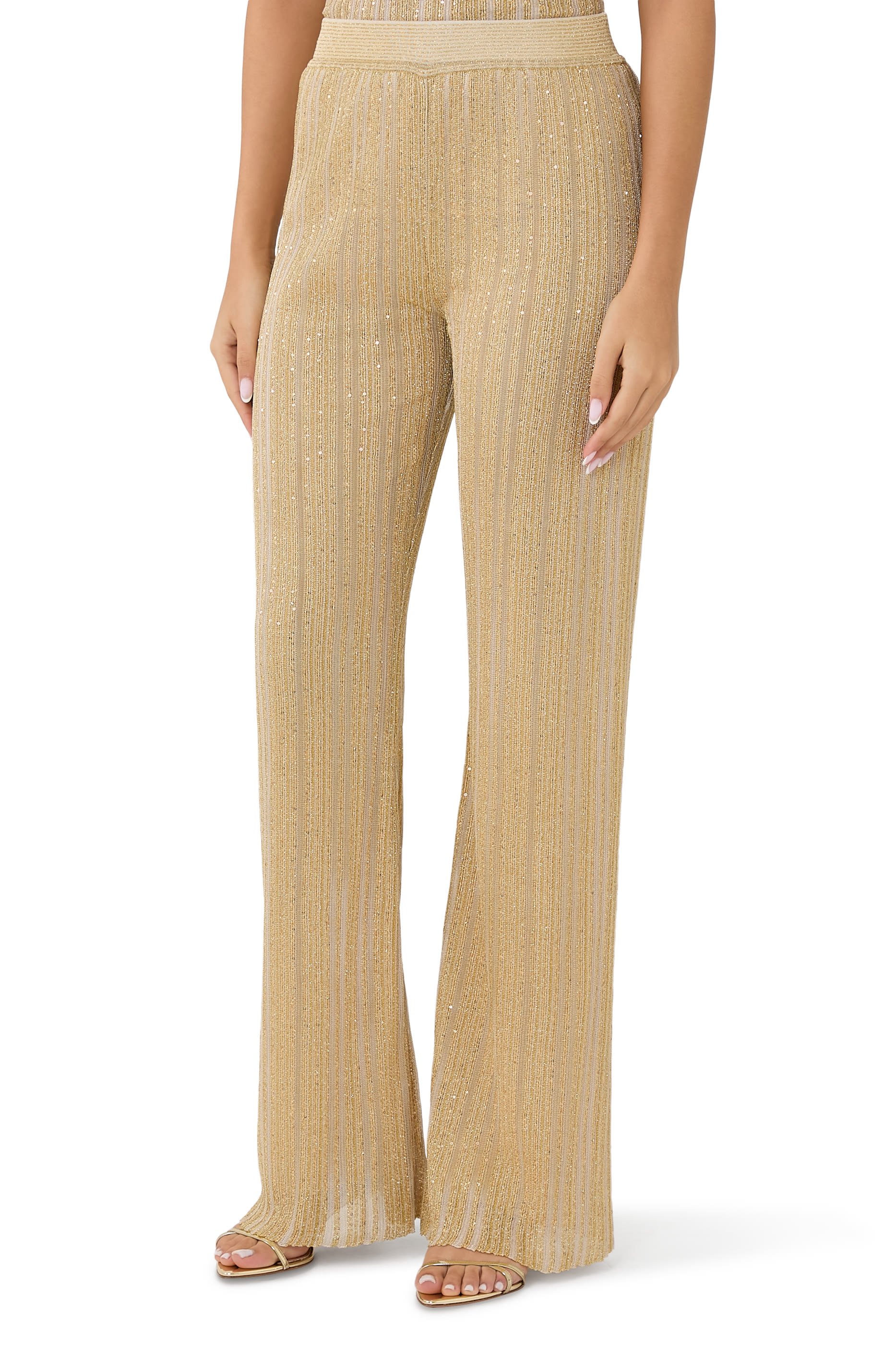 Zig Zag Lamé Straight Pants