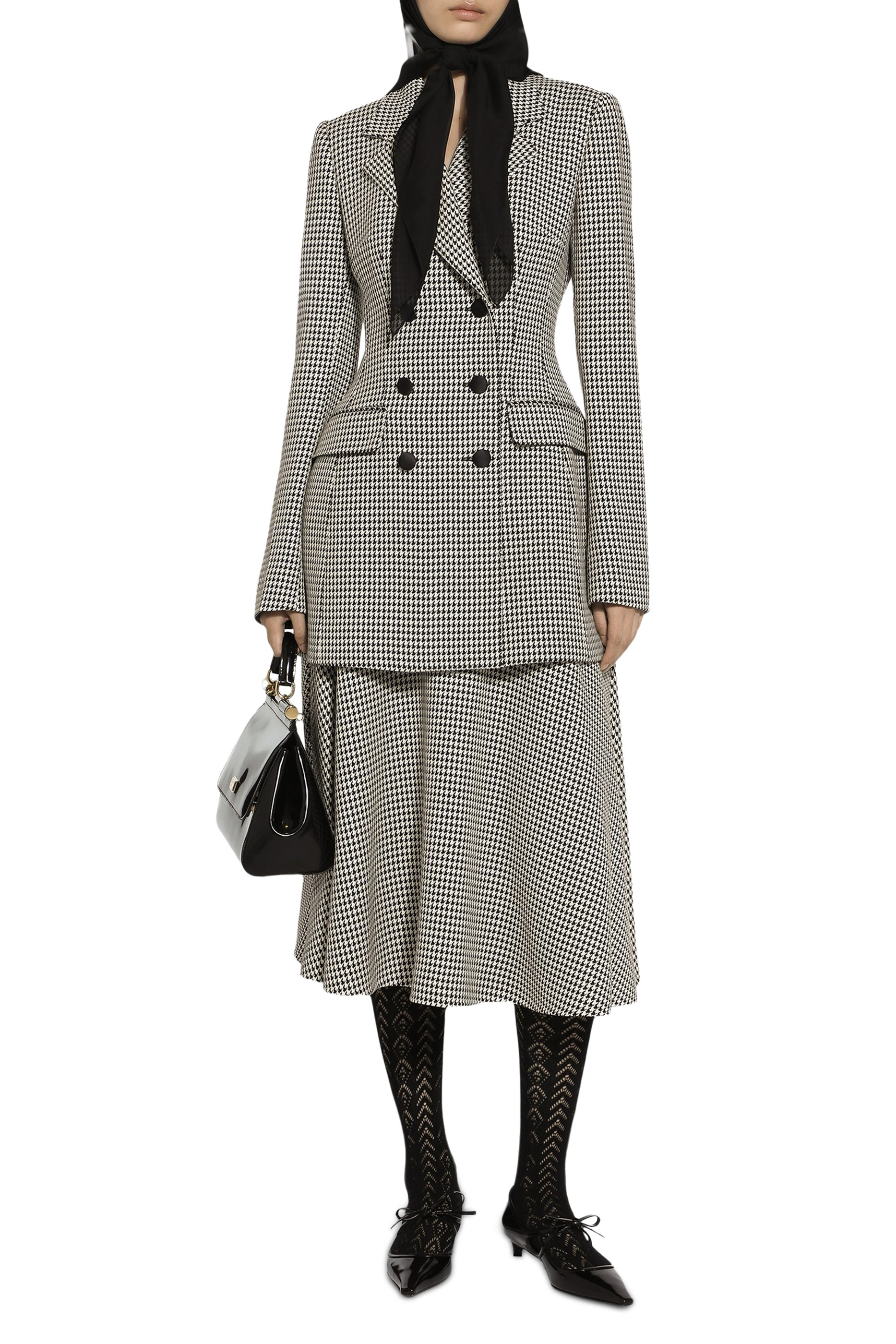 Double-Breasted Houndstooth Jacket