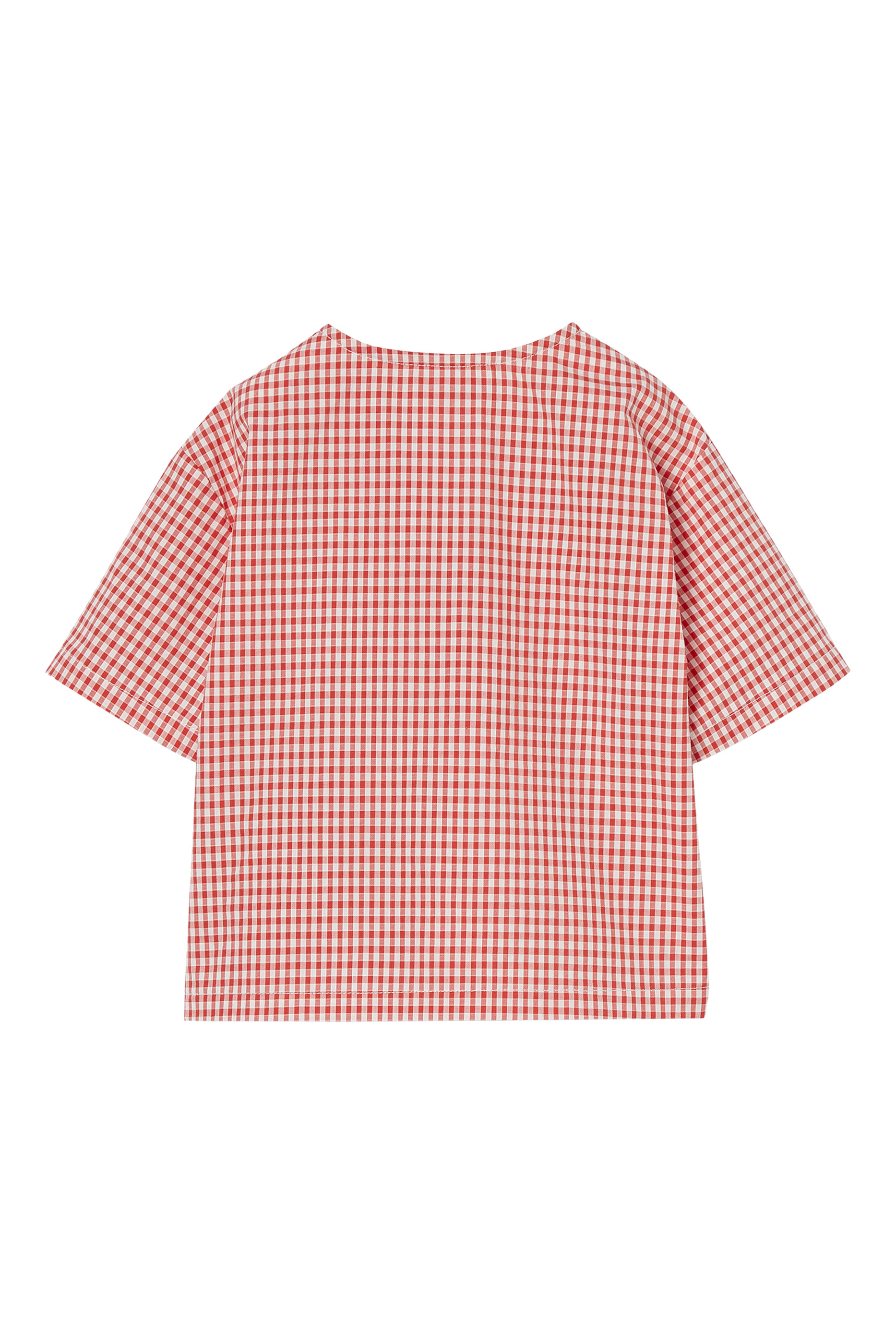 Kids Characters Embroidery Gingham T-Shirt