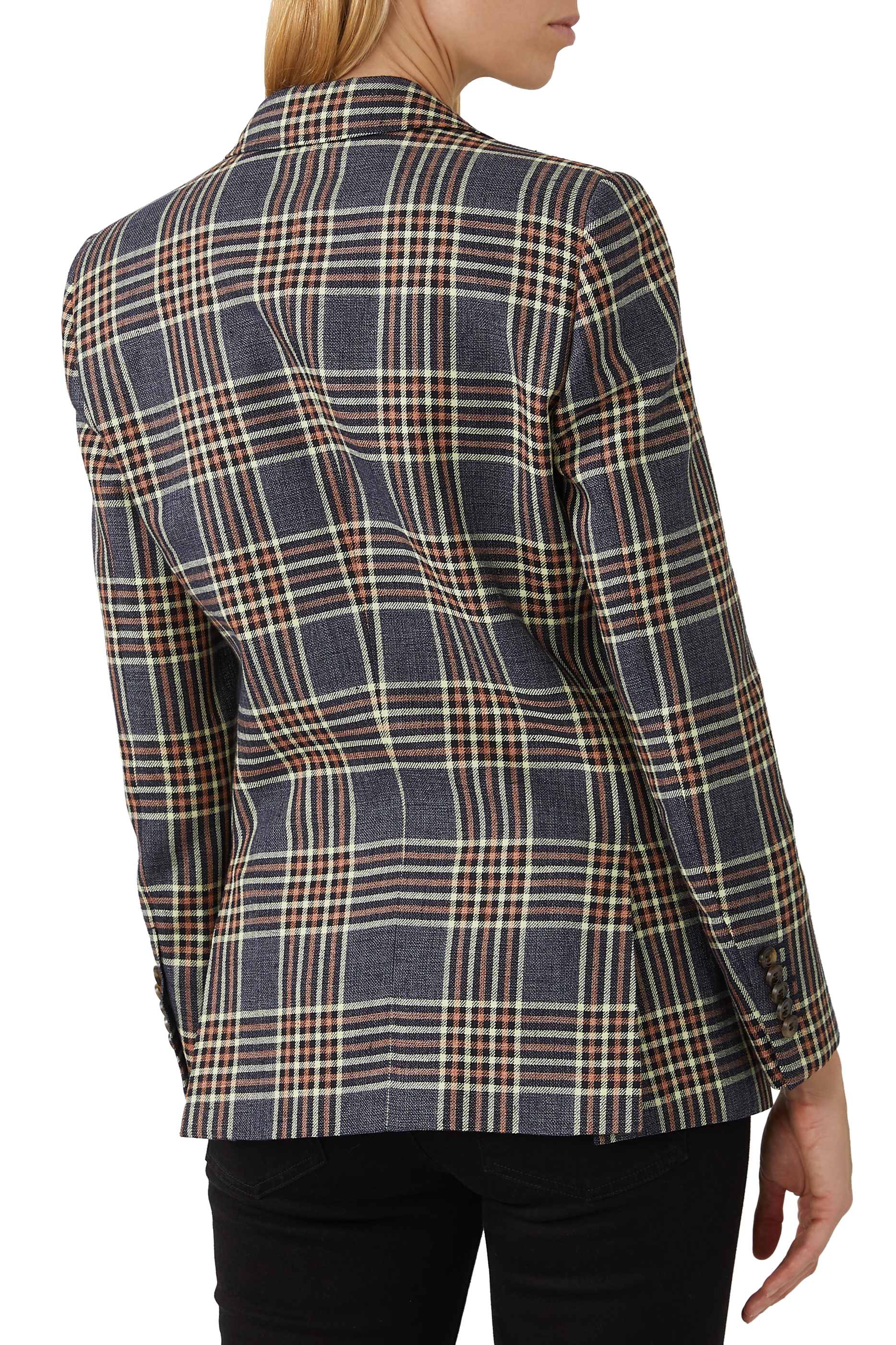 Linen Silk Check Blazer