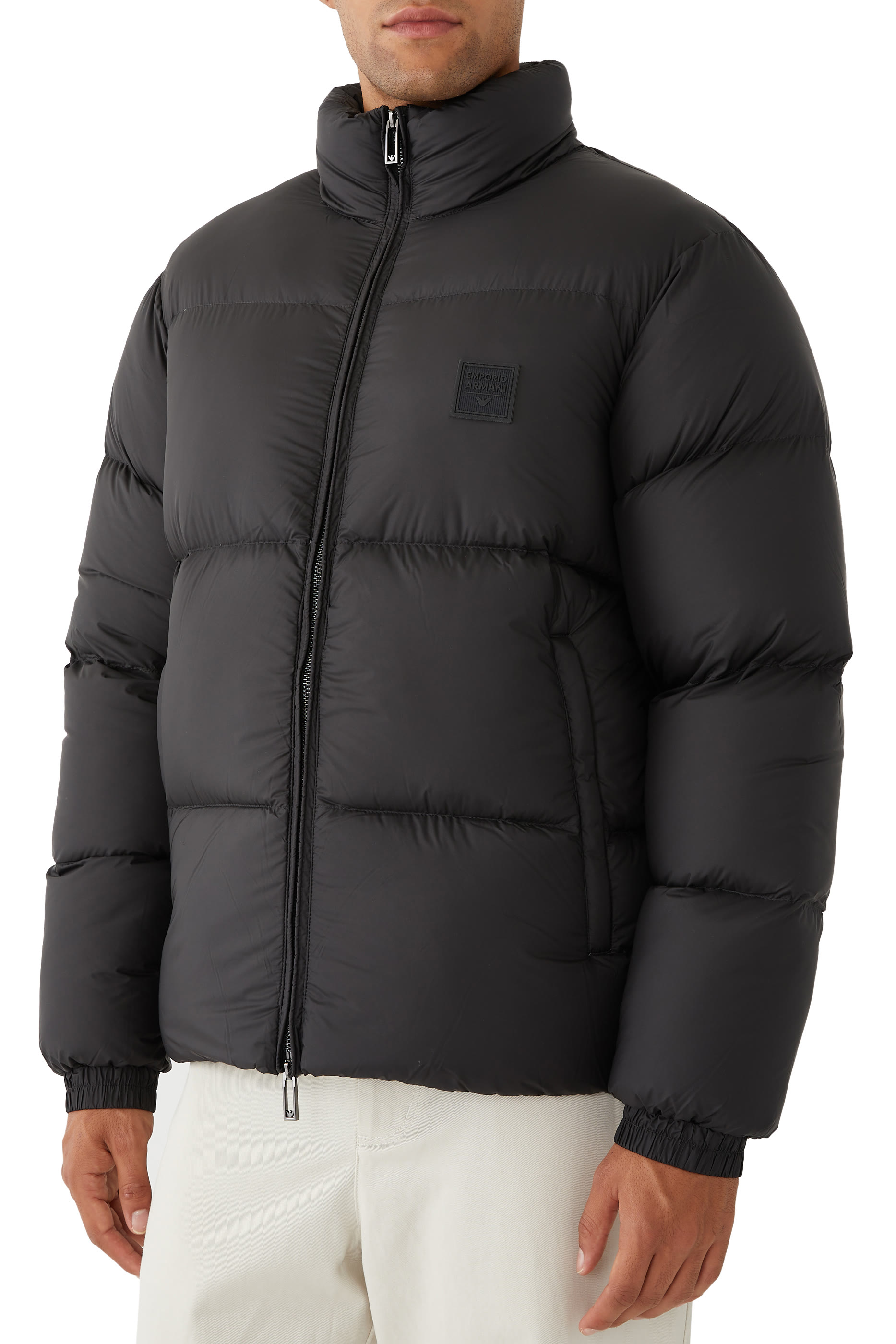 Rubberized Logo Patch Nylon Down Jacket