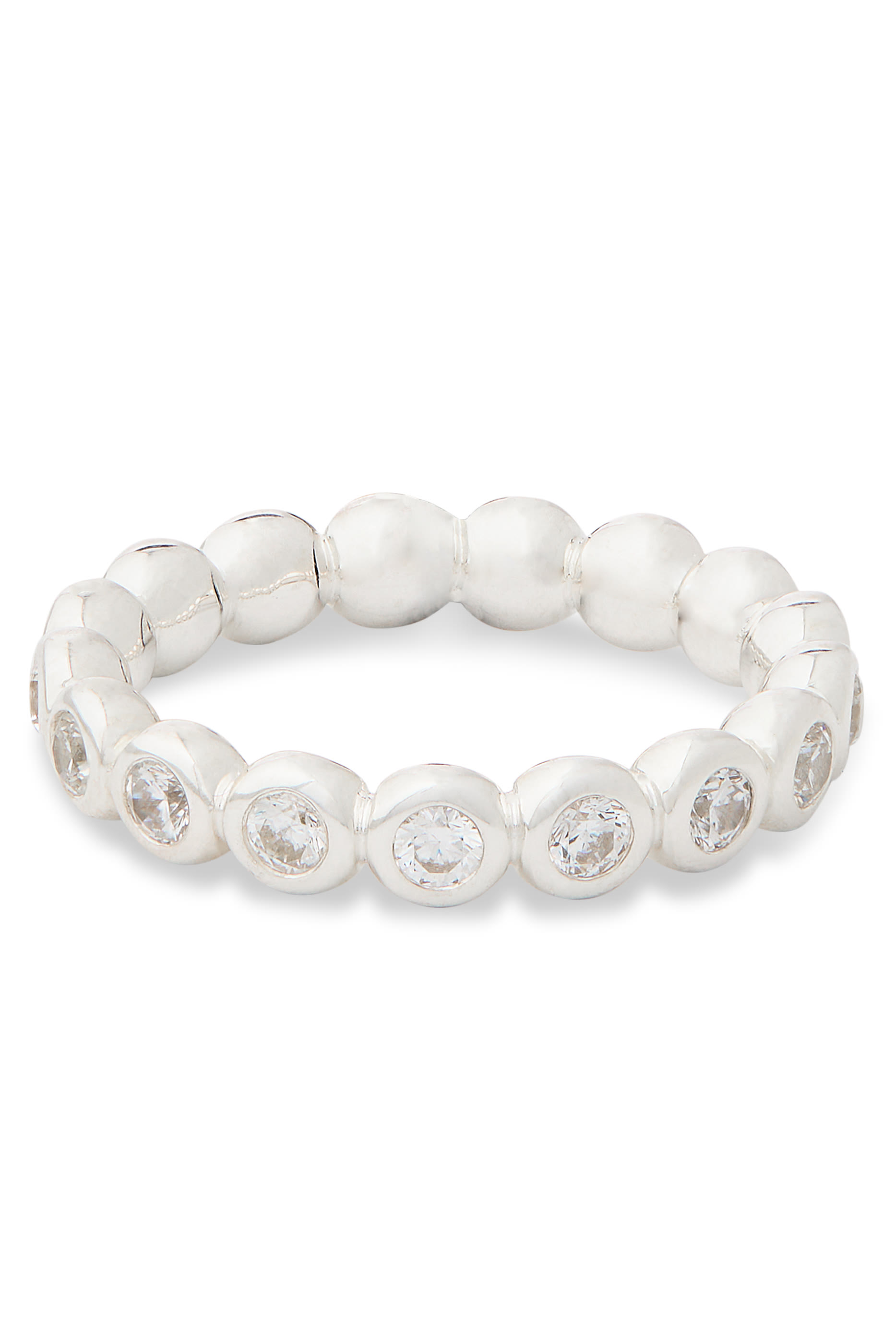 Tennis Eternity Stacking Ring, Silver Plated on Recycled Sterling Silver & Cubic Zirconia