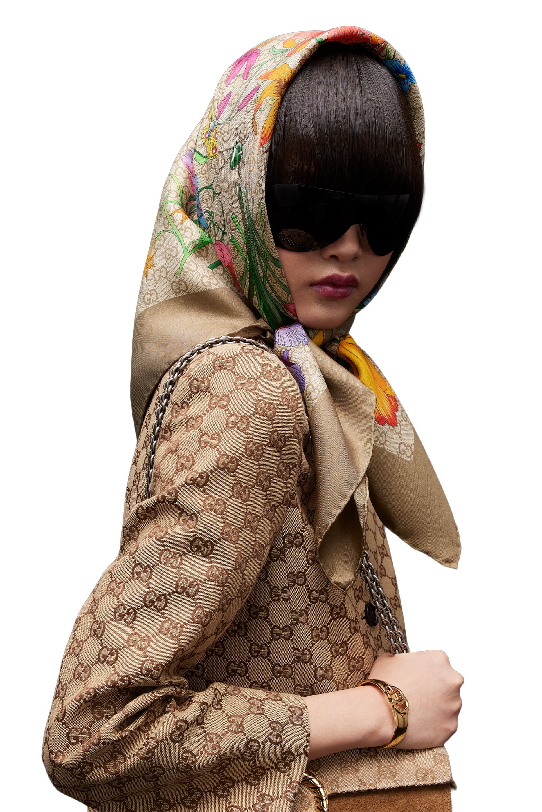 Printed GG Silk Twill Carr&eacute; 
