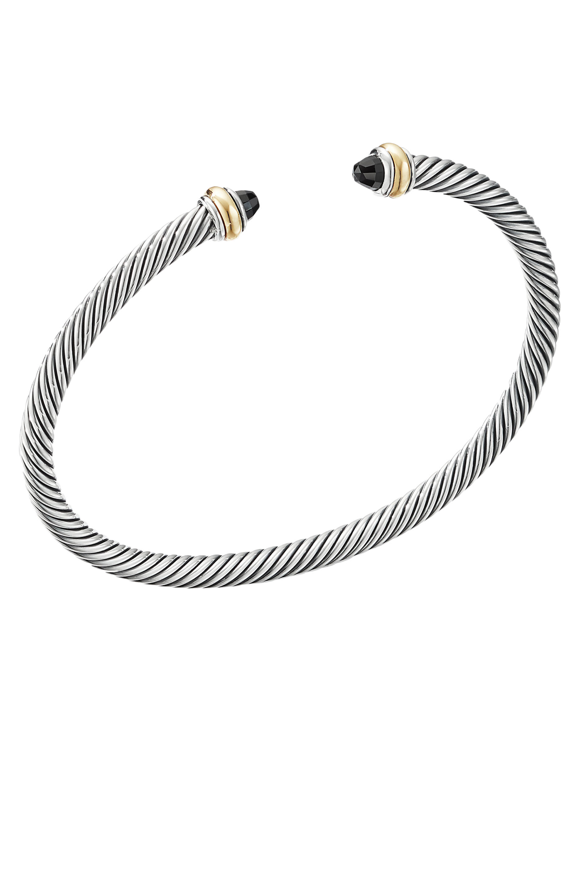 Classic Cable Bracelet, Sterling Silver with 18k Yellow Gold & Onyx