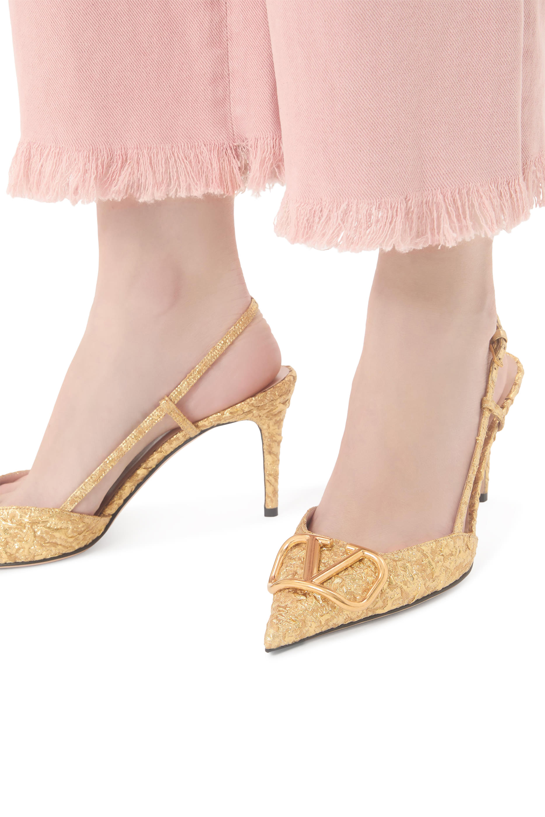  VLogo 80 Signature Slingback Pumps in Cloqu&eacute; Jacquard Fabric