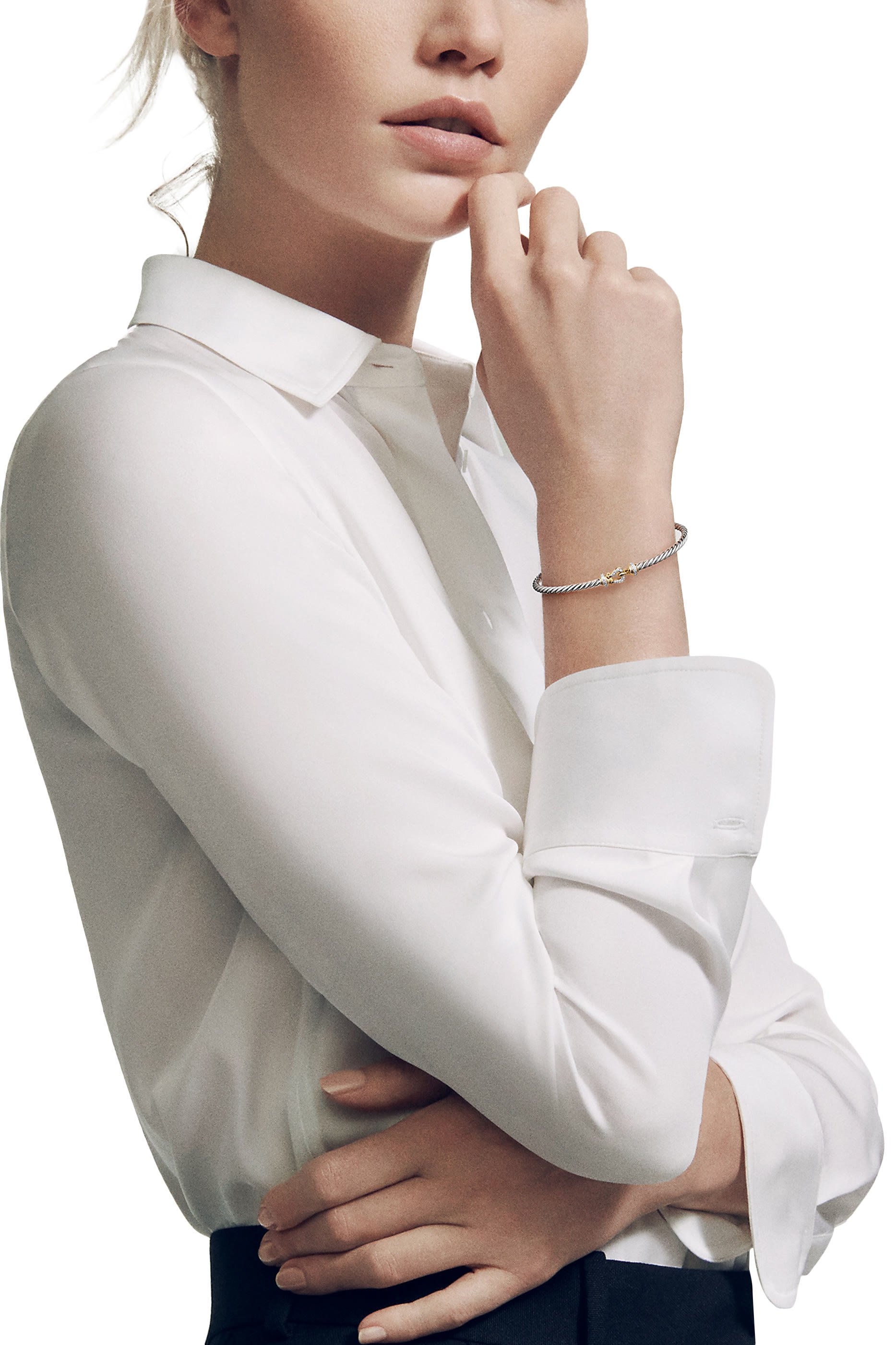 Buckle Bracelet, Sterling Silver, 18K Gold & Diamond