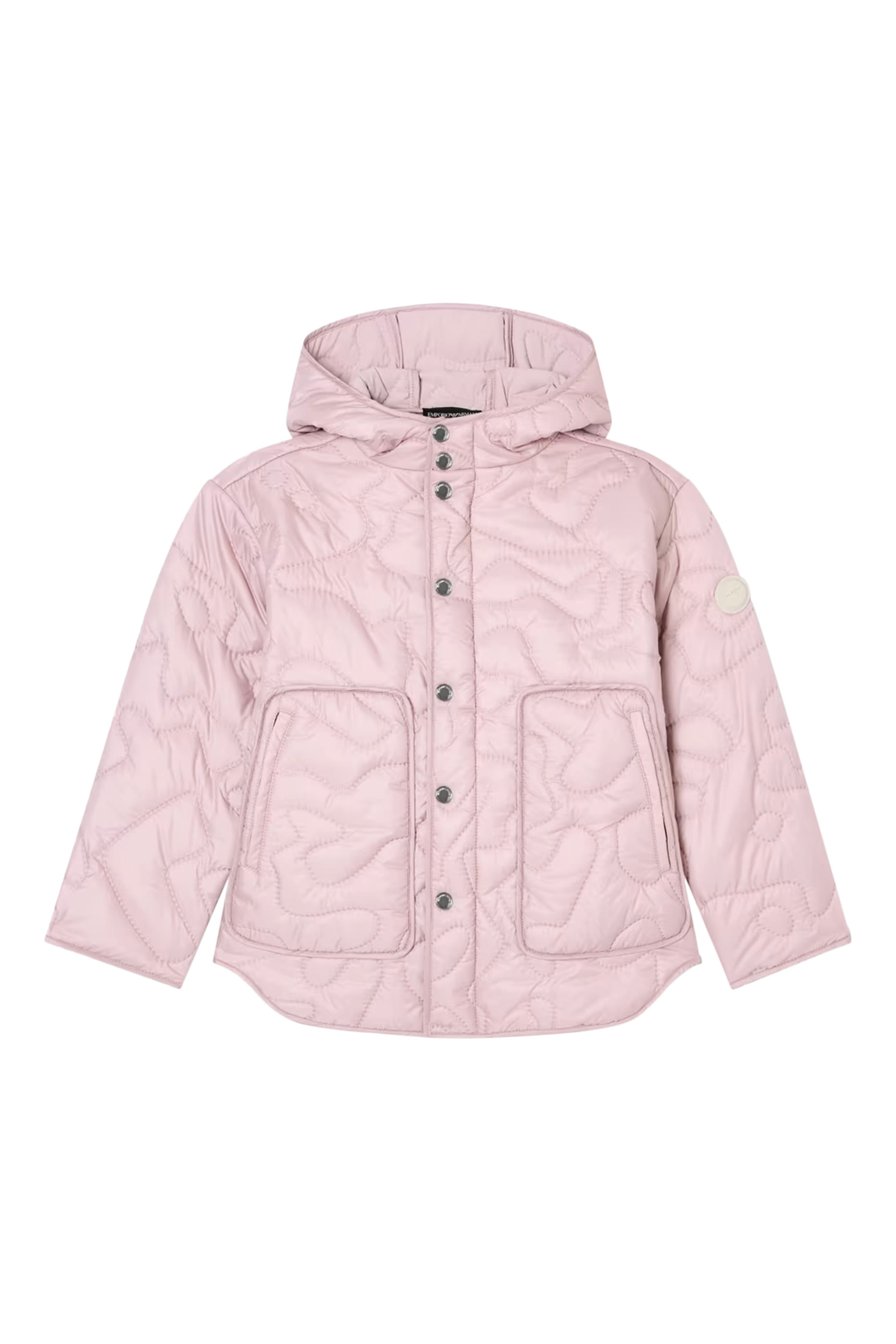 Kids Wave Stitch Hooded Padded Jacket