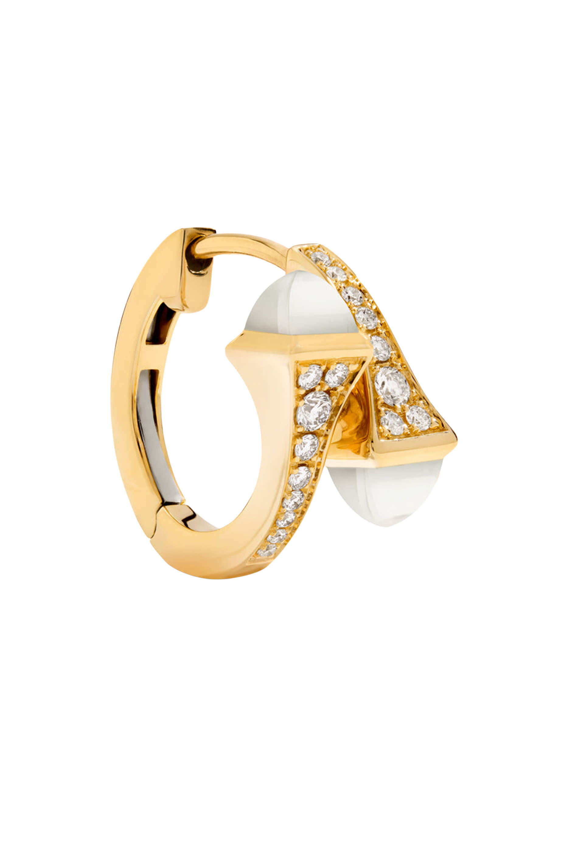 Cleo Open Hoop Earrings, 18k Yellow Gold & Moonstone, Diamonds