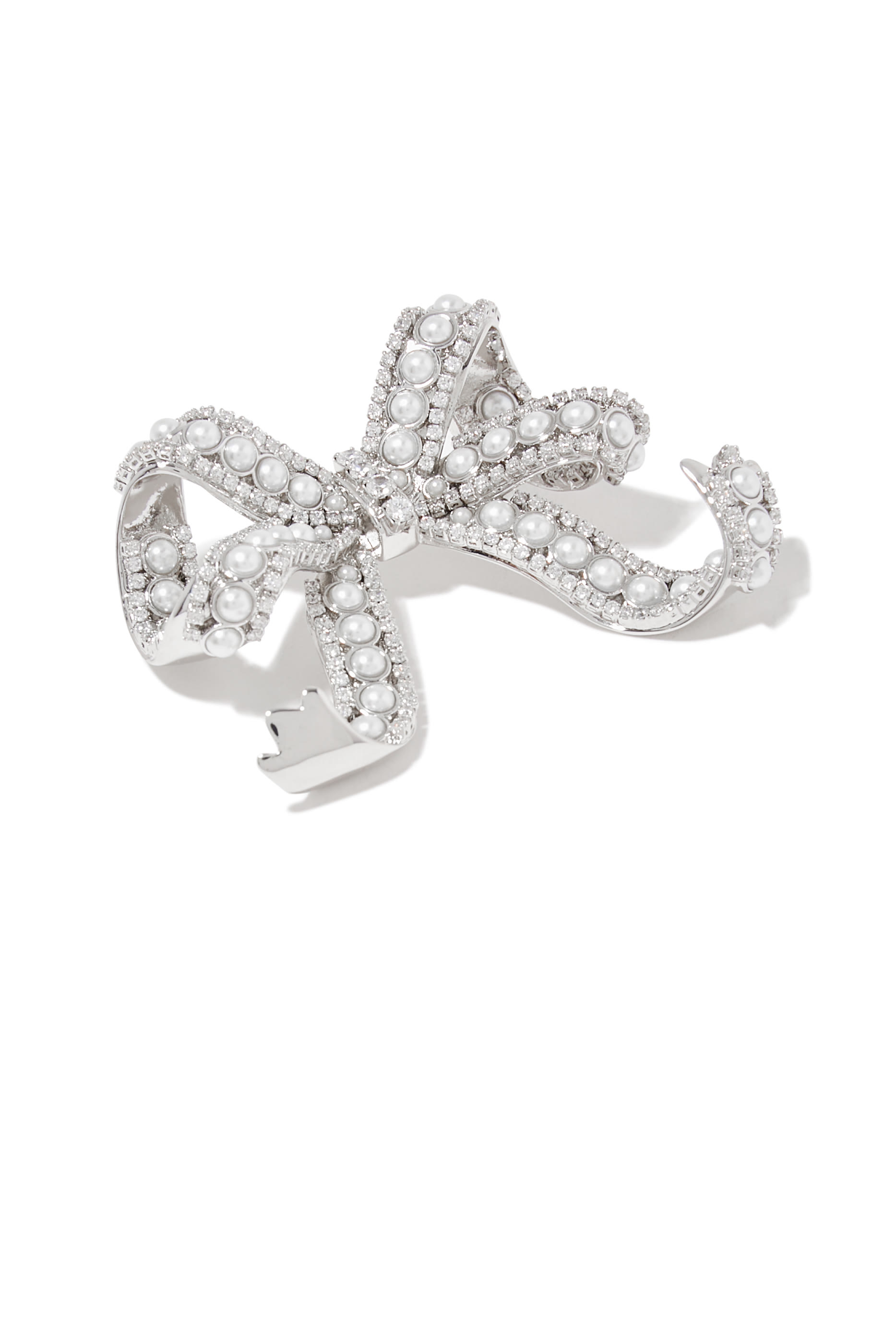 Pearl Crystal Bow Brooch