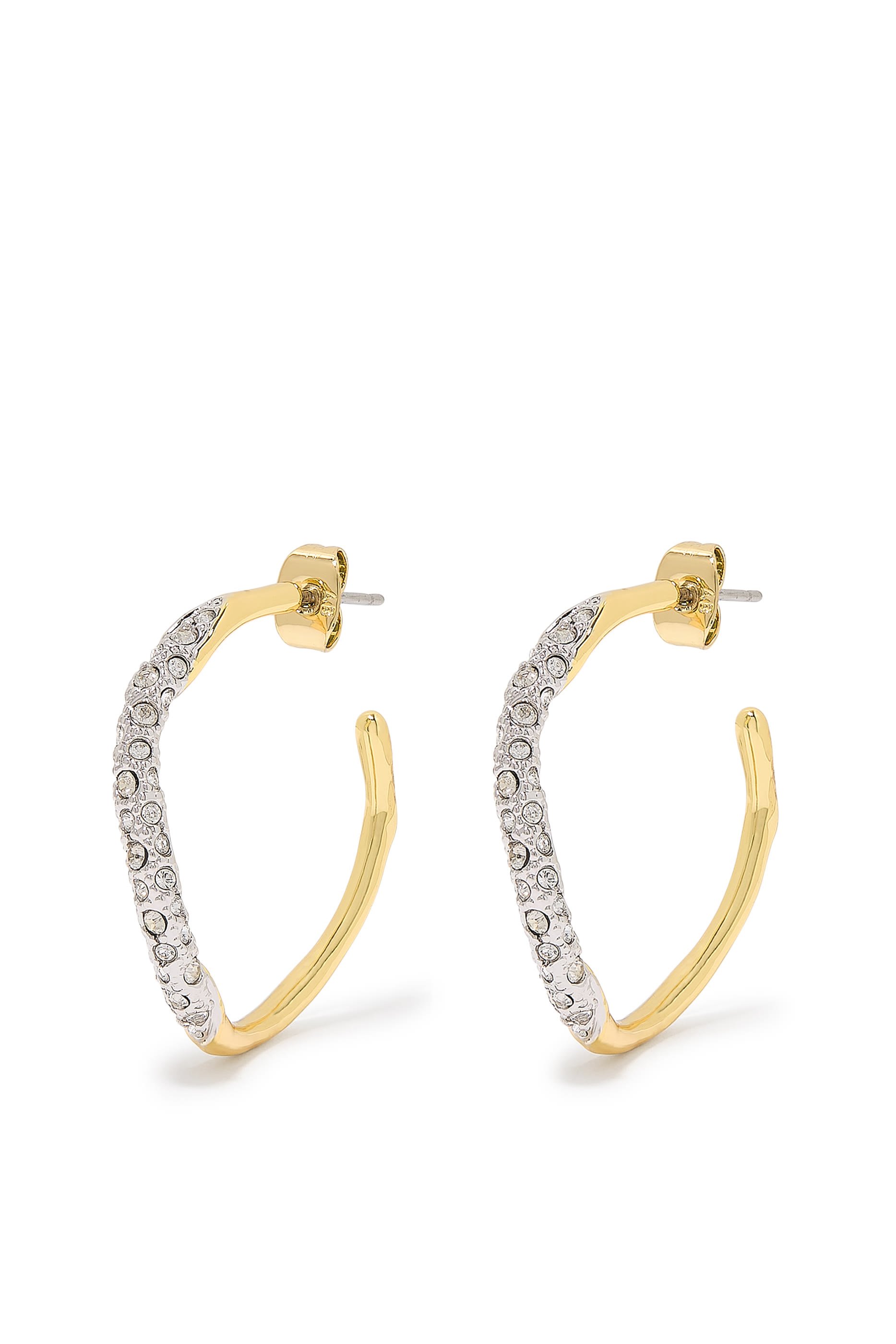 Two-Tone Pave Hoop Earrings