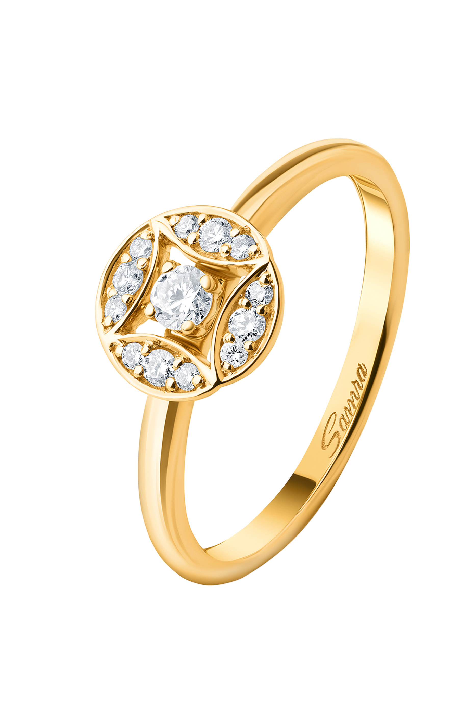 Barq Marquise Circle Ring, 18k Yellow Gold & Diamonds