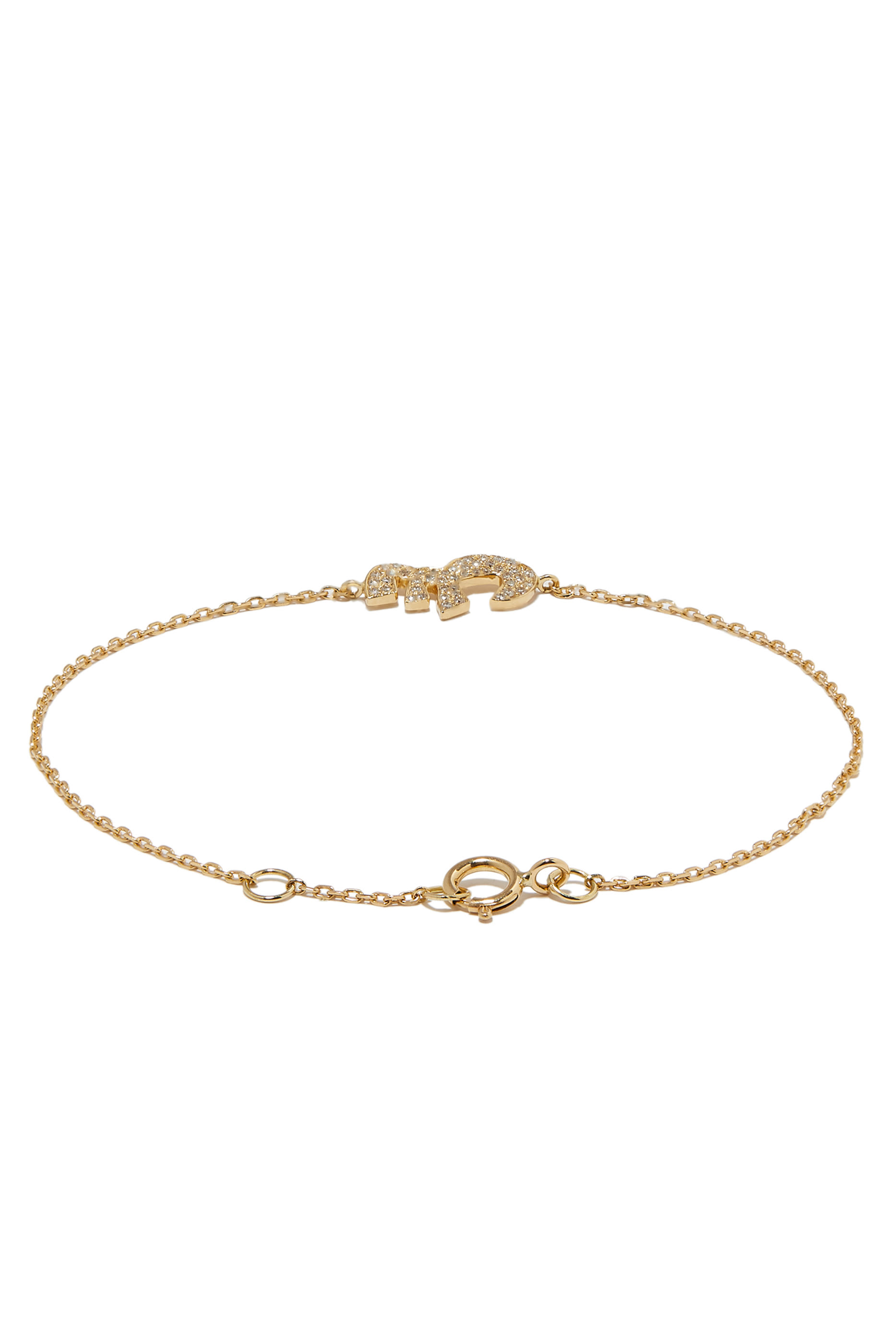 'S' Calligraphy Pendant Bracelet, 18K Yellow Gold & Diamonds