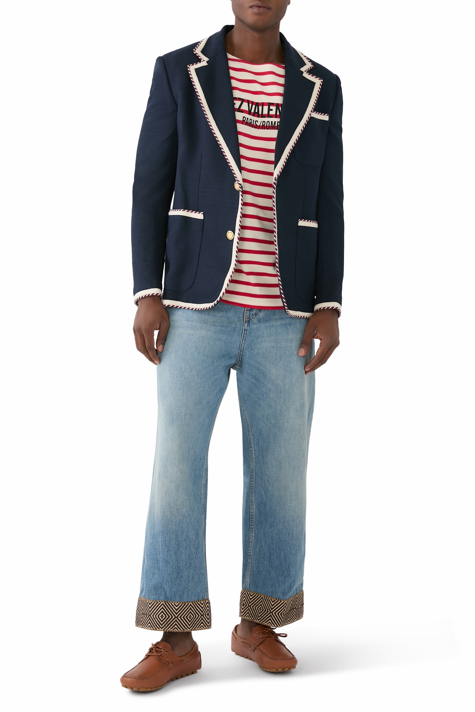 Jacquard Hem Denim Jeans