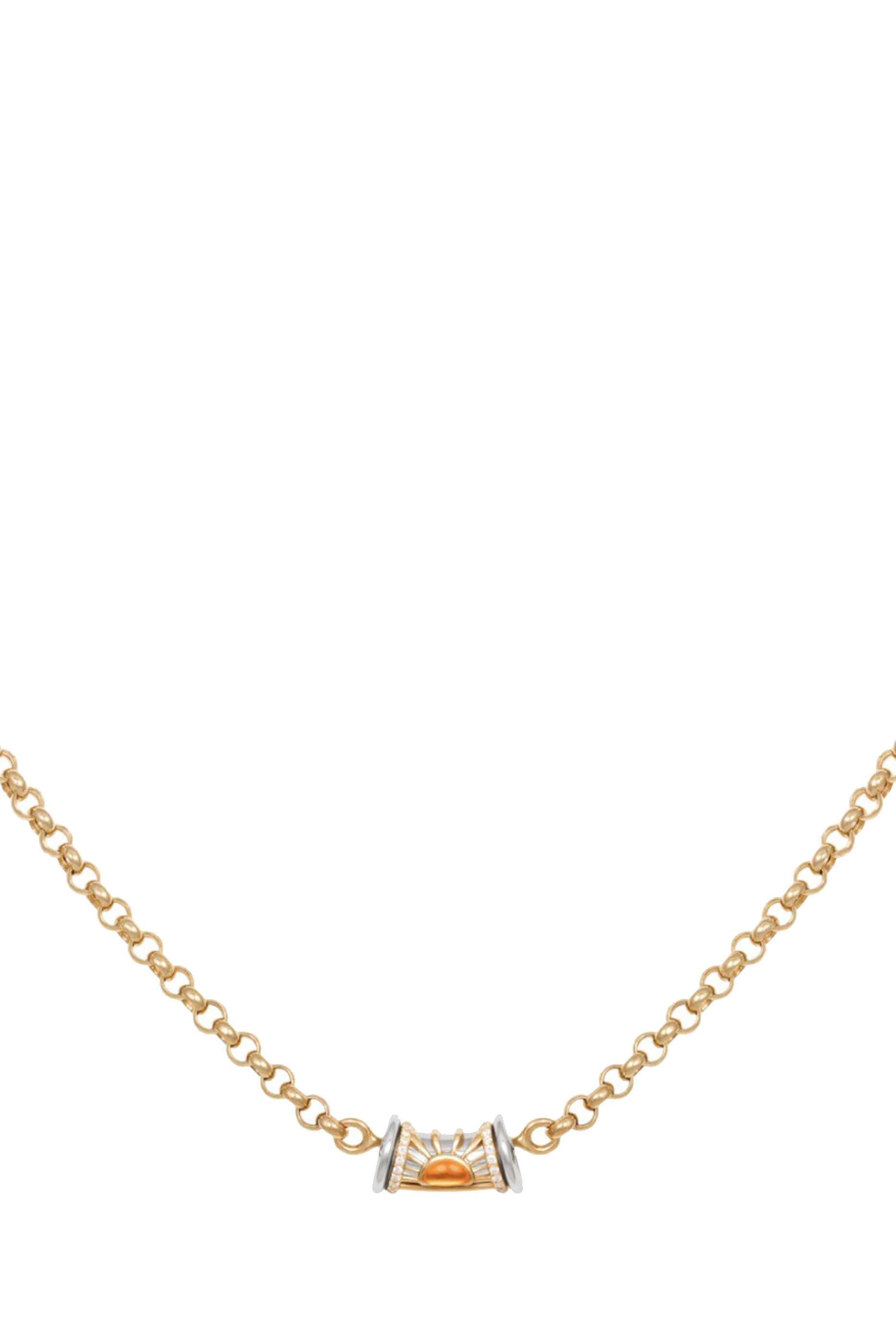 Warrior Dawn Necklace, 18k Yellow Gold with Diamonds & Orange Topaz