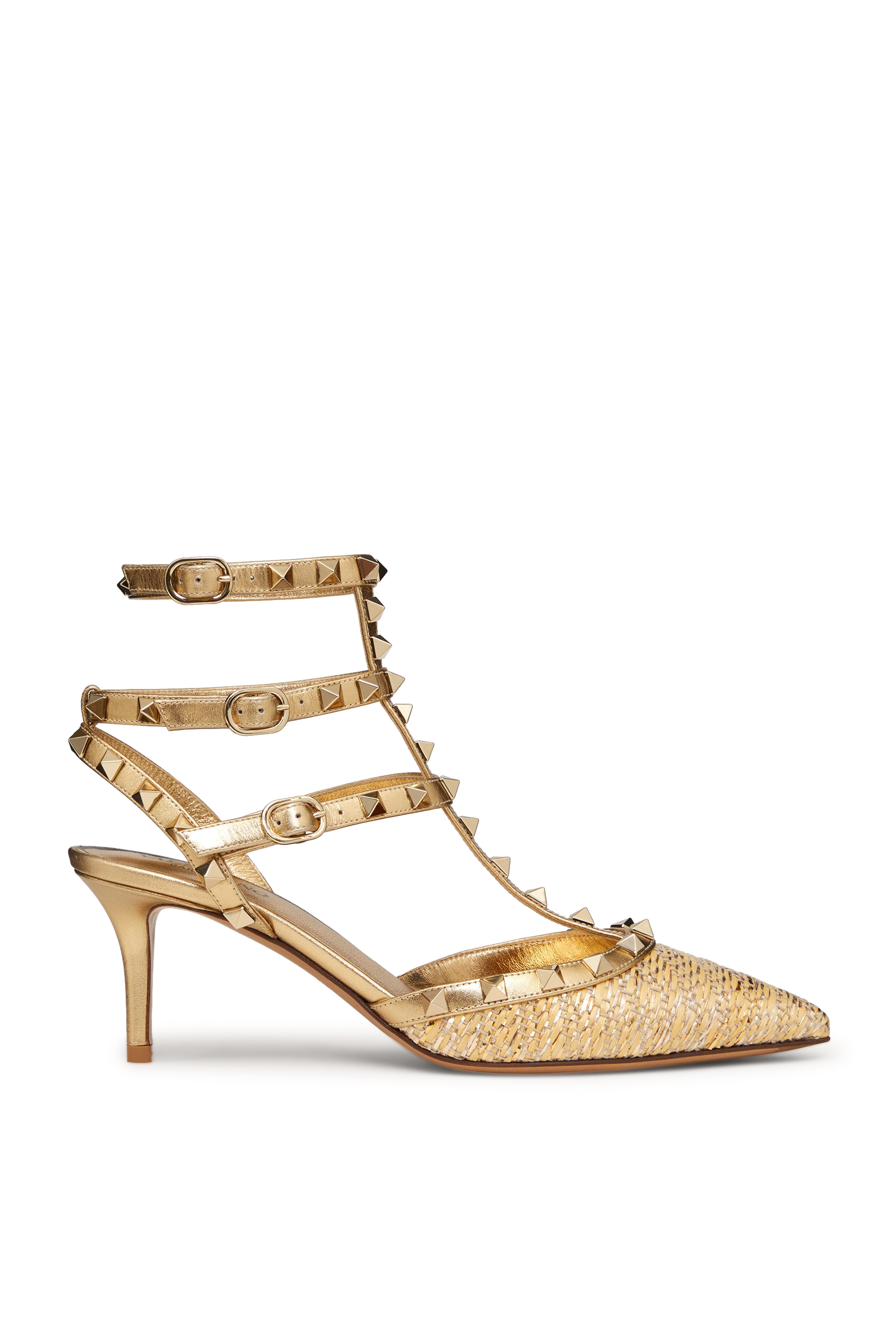 Valentino Garavani Rockstud 100 Raffia Pumps