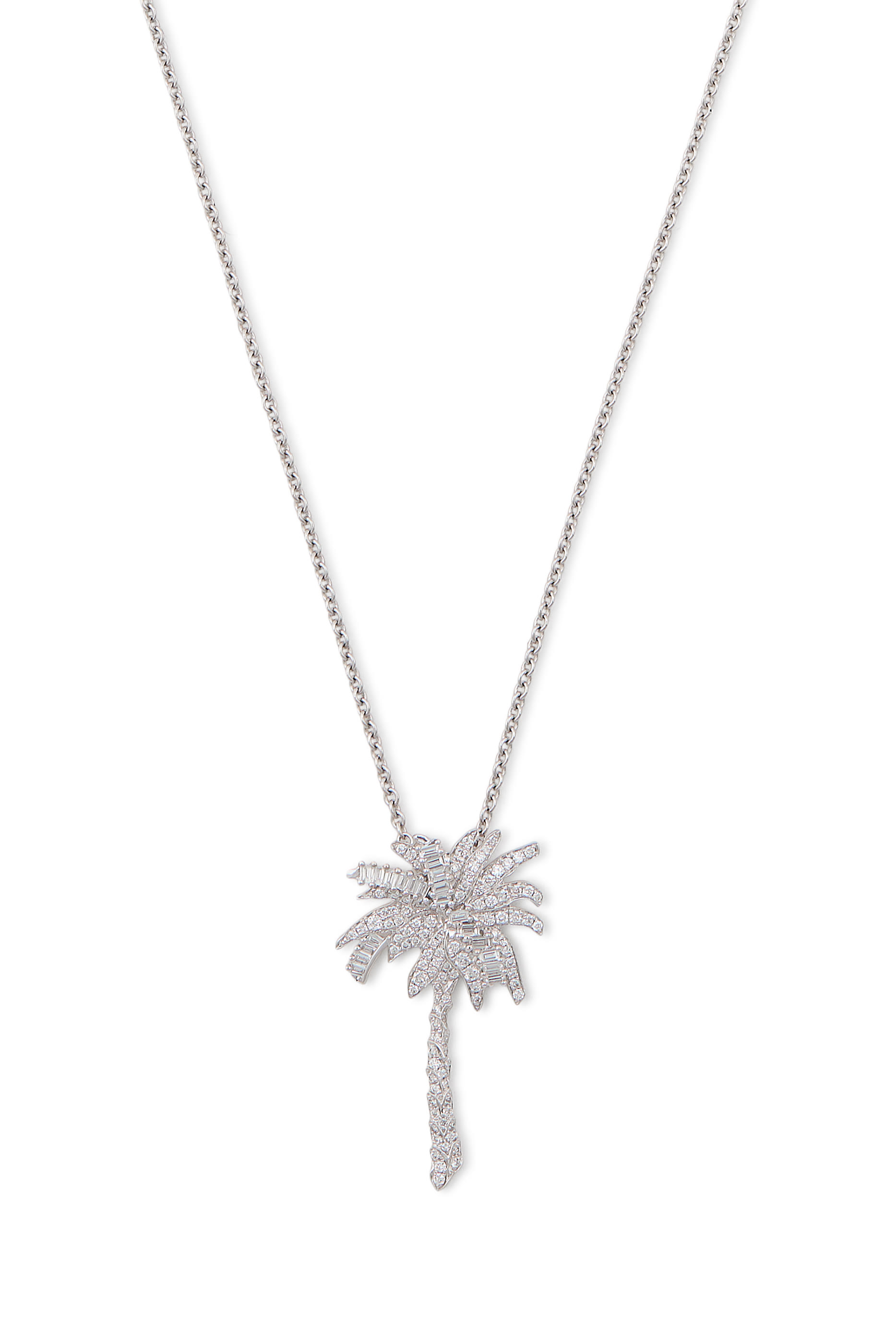Palm Tree Pendant, 18k White Gold & Diamonds
