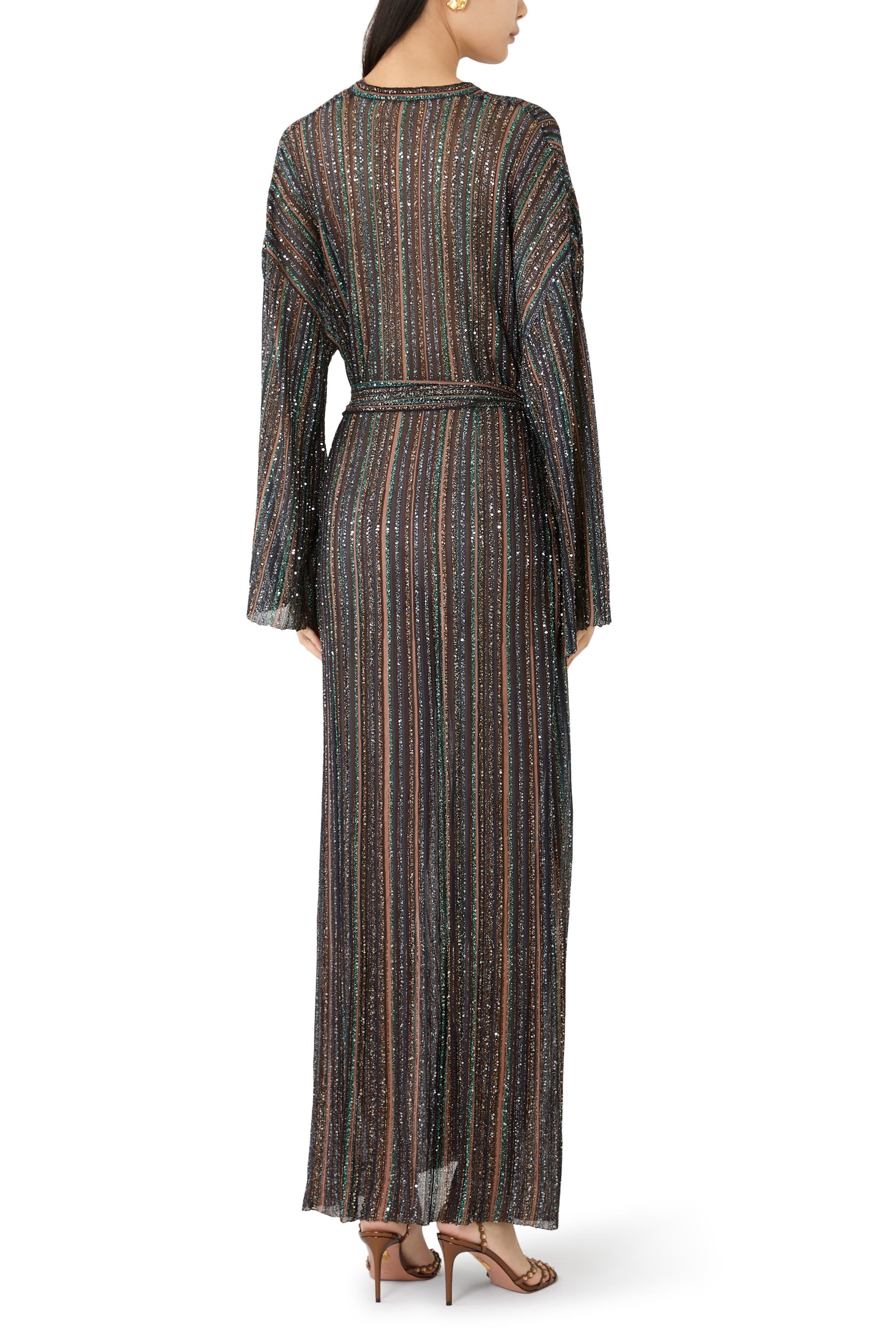  Ribbed Long Cardigan with Belt 