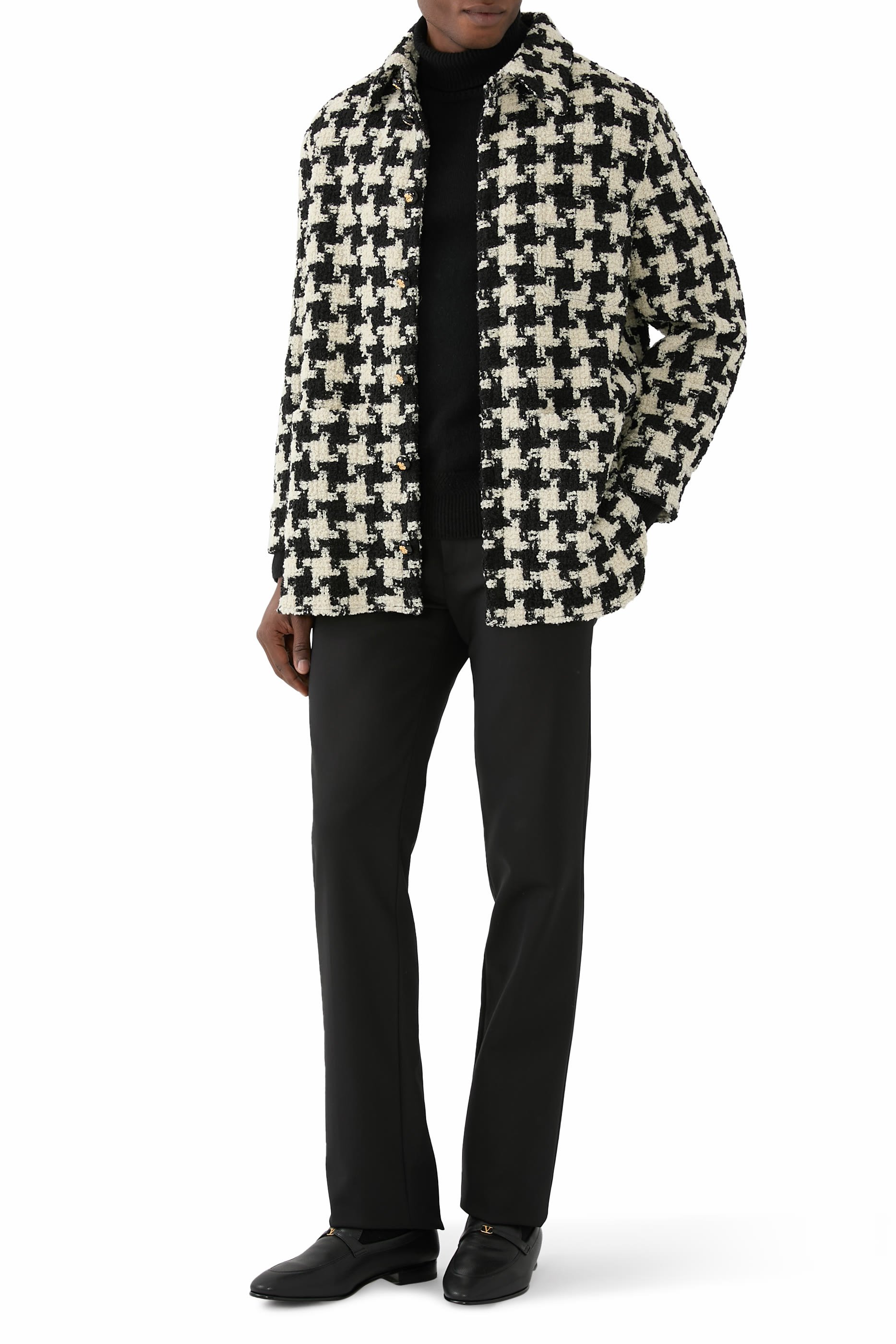 Wool Shirt Jacket with Shell Foot Pattern