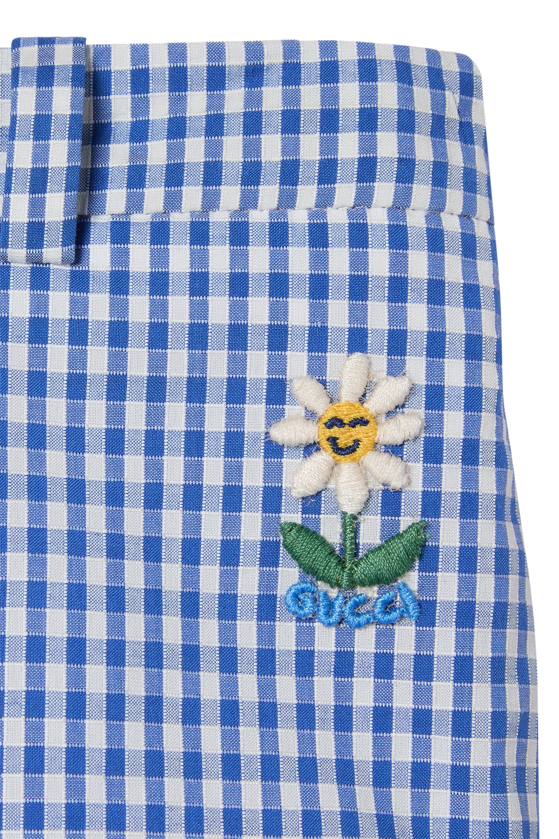 Kids Characters Embroidery Gingham Shorts