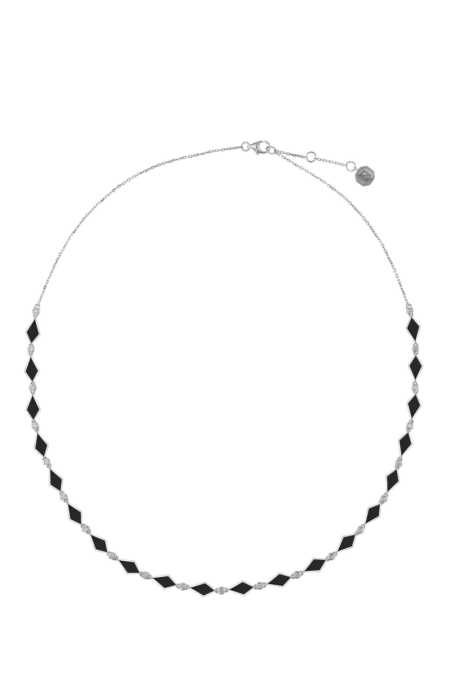 Mosaic Necklace, 18k White Gold & Enamel, Diamond