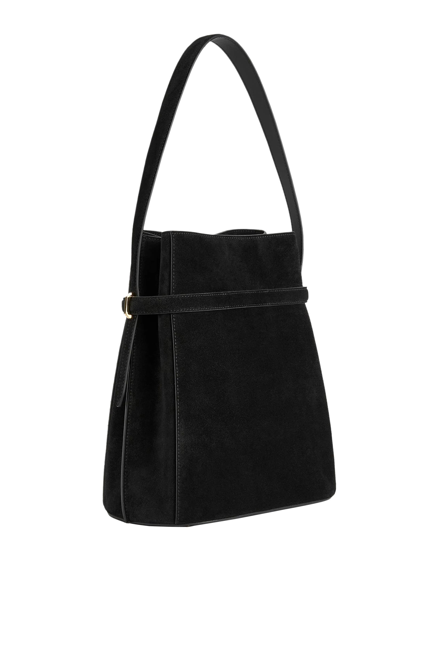 Belted Suede Bucket Bag