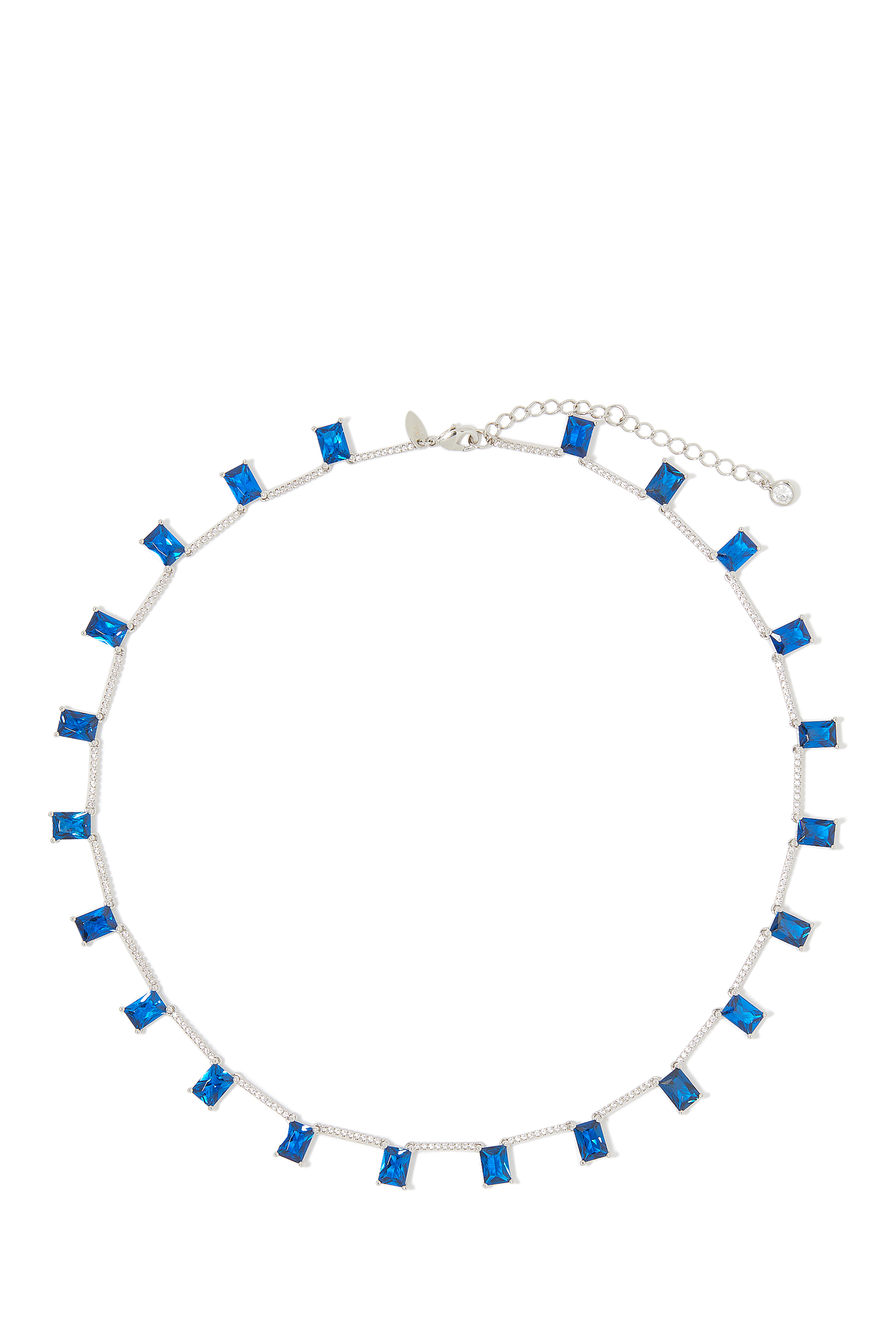 CZ Glam Necklace, Rhodium-Plated Brass & Cubic Zirconia