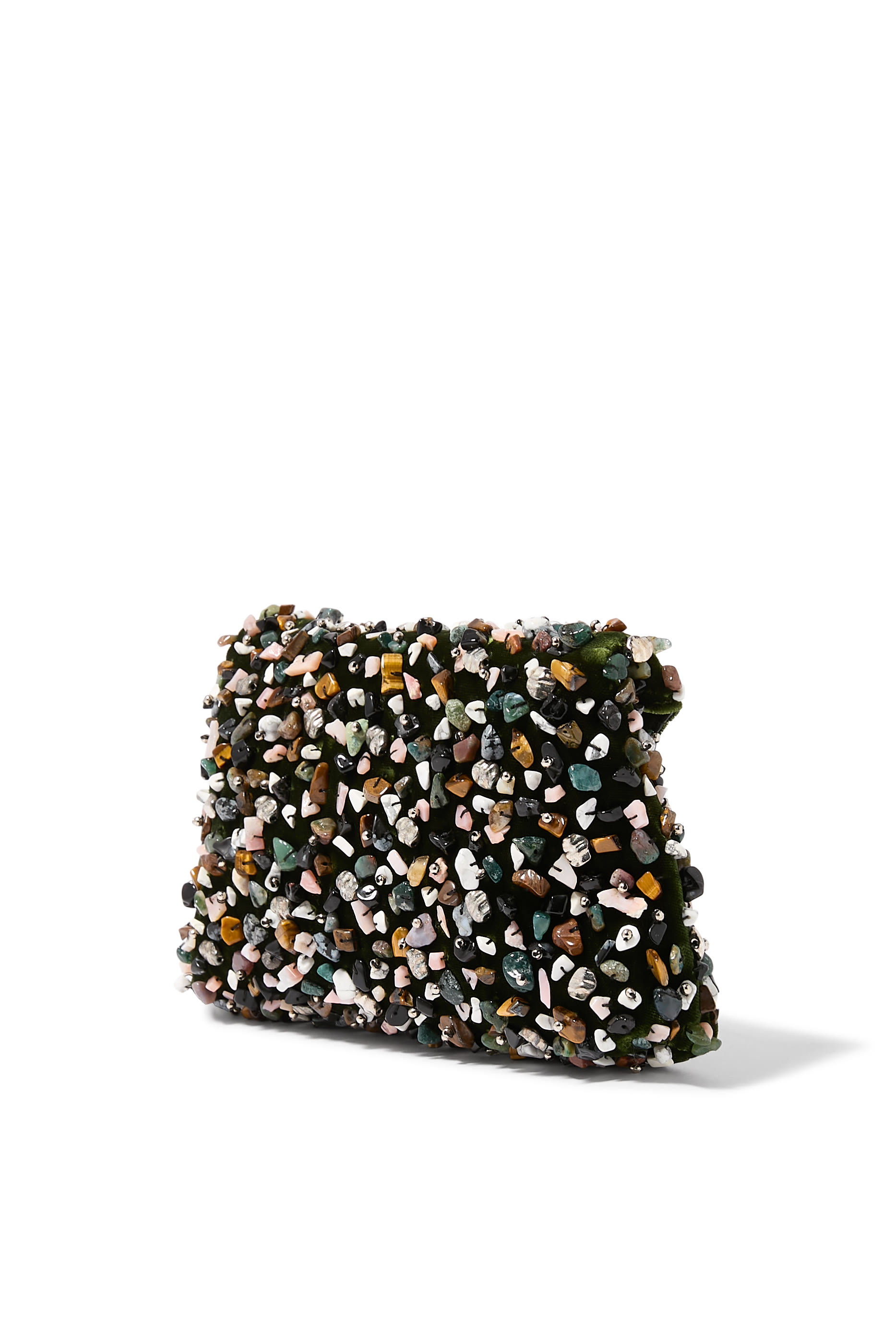 Stone-Embellished Envelope Clutch Bag