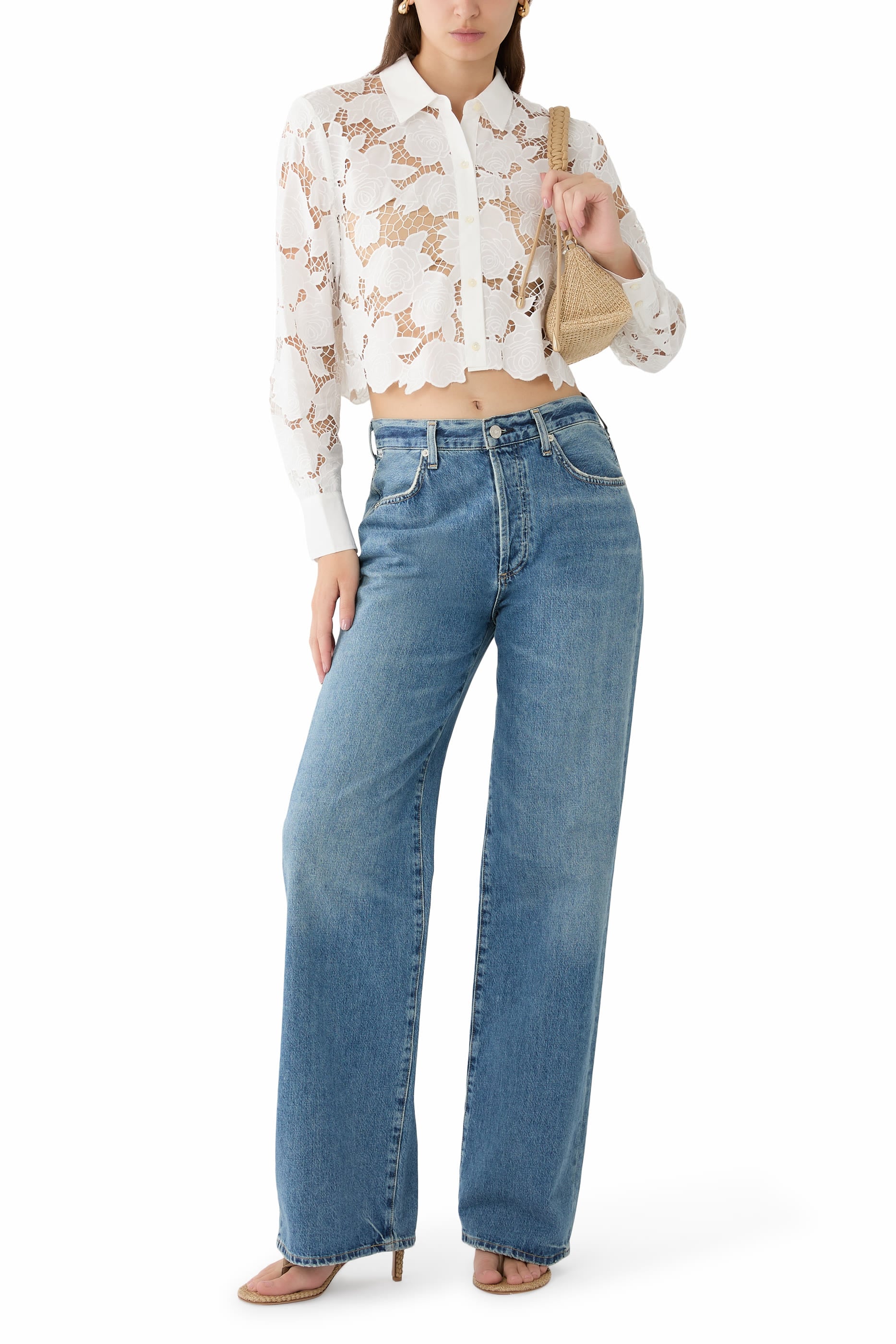 Seychelle Cropped Eyelet Blouse