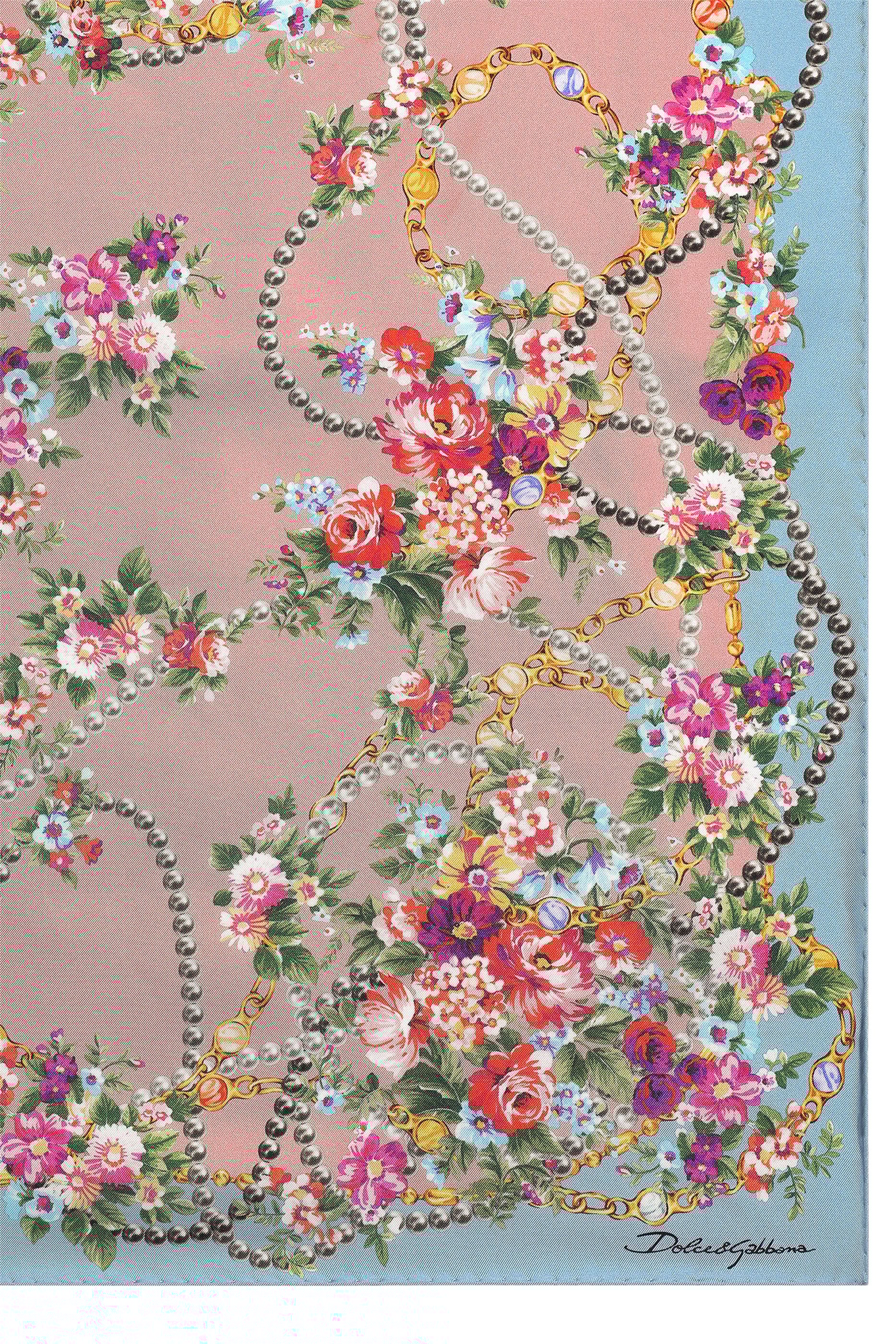Flower Bouquets-Print Silk Twill Scarf