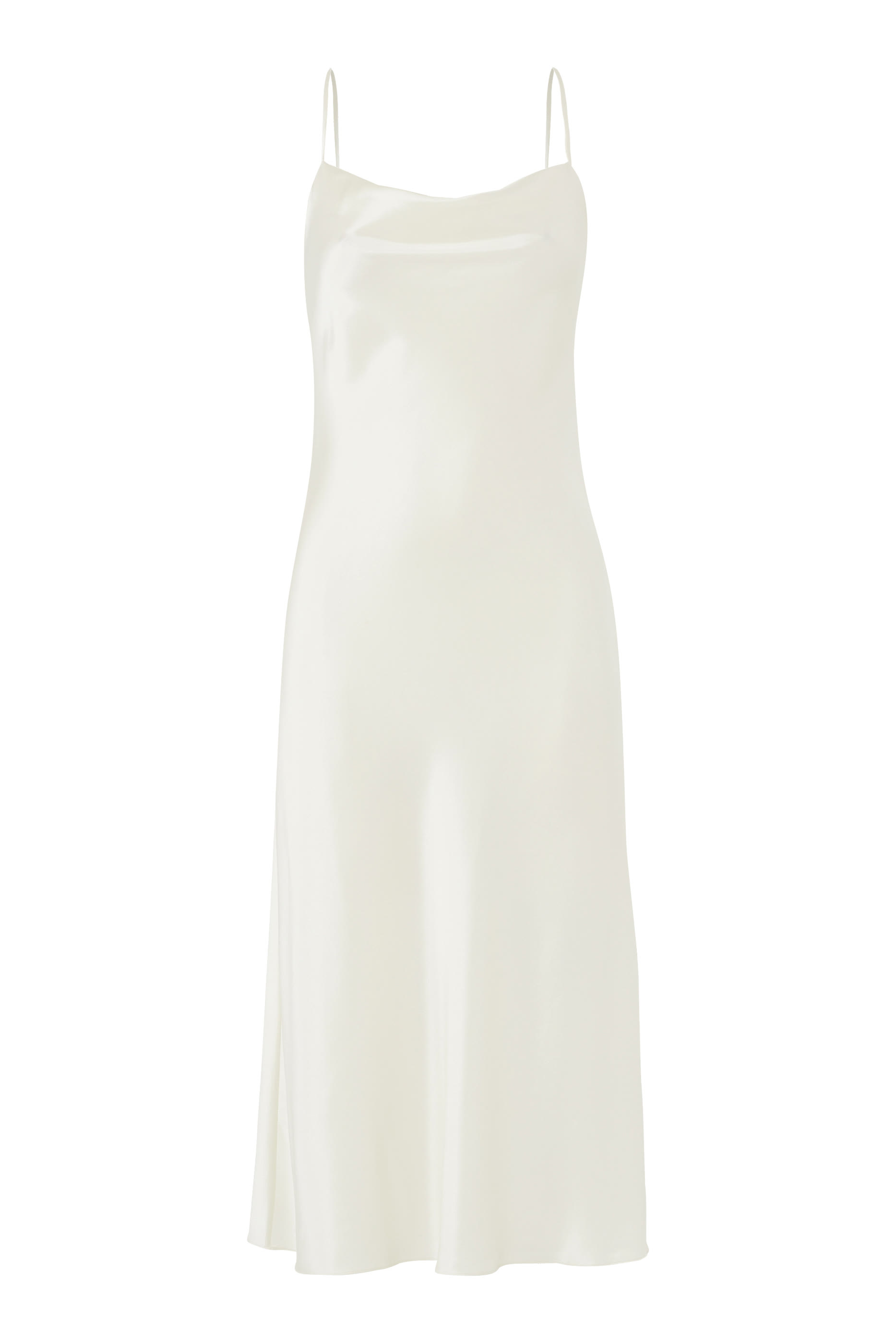 Flatter Cowl Neck Silk Satin Midi Dress