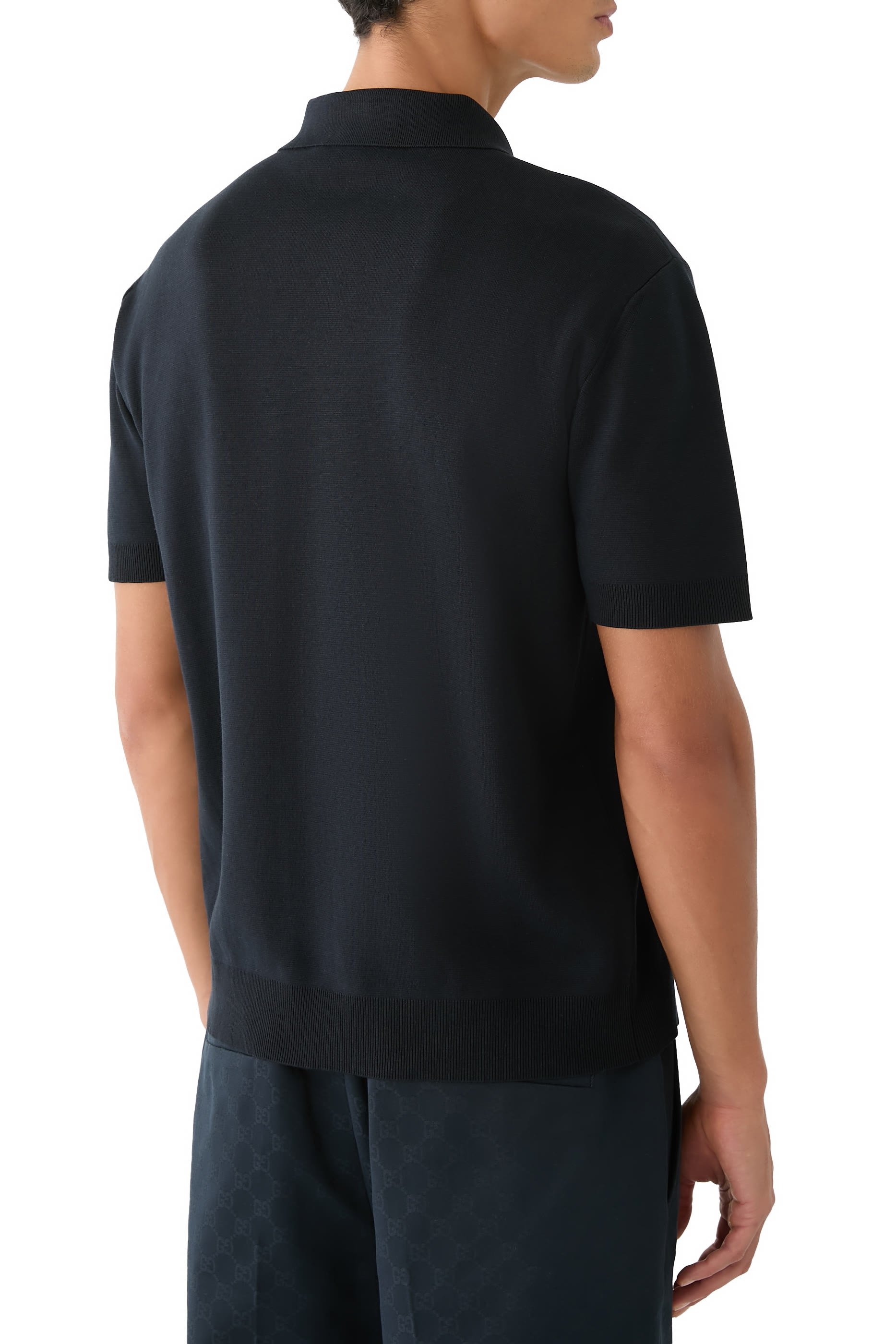 Silk Cotton Knit Polo Shirt