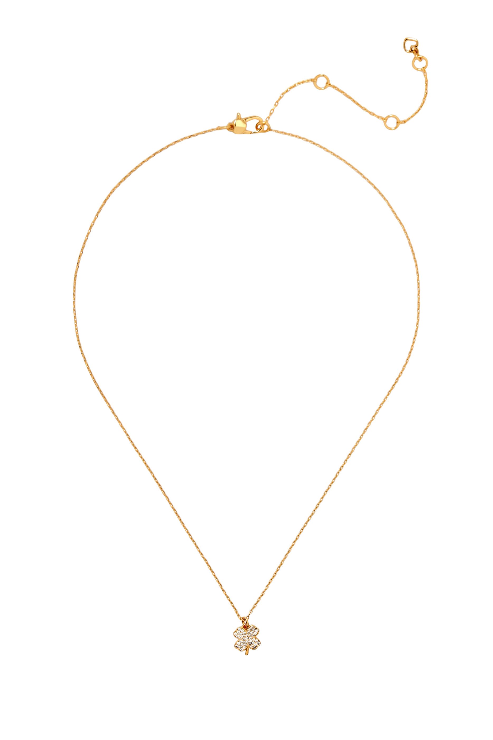 Lucky Charm Pav&eacute; Clover Pendant, Plated Metal & Cubic Zirconia