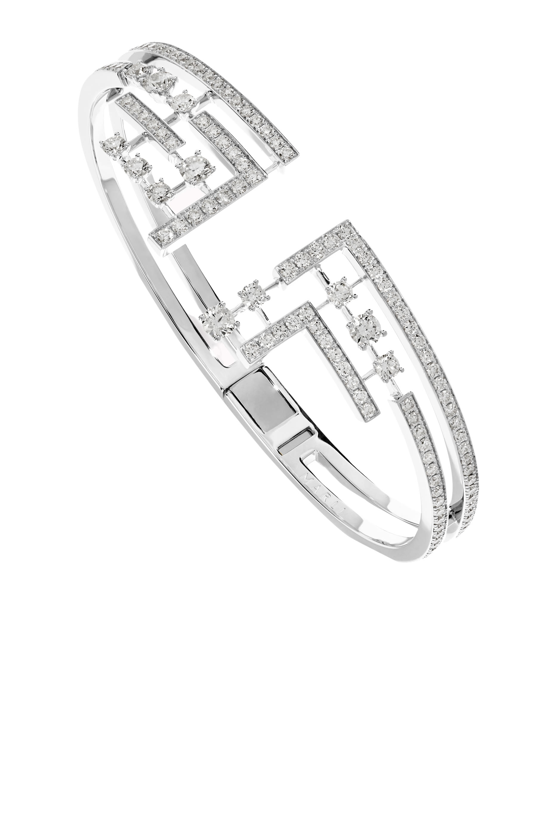 Avenues Crown Hinged Bracelet, 18k White Gold with Diamonds