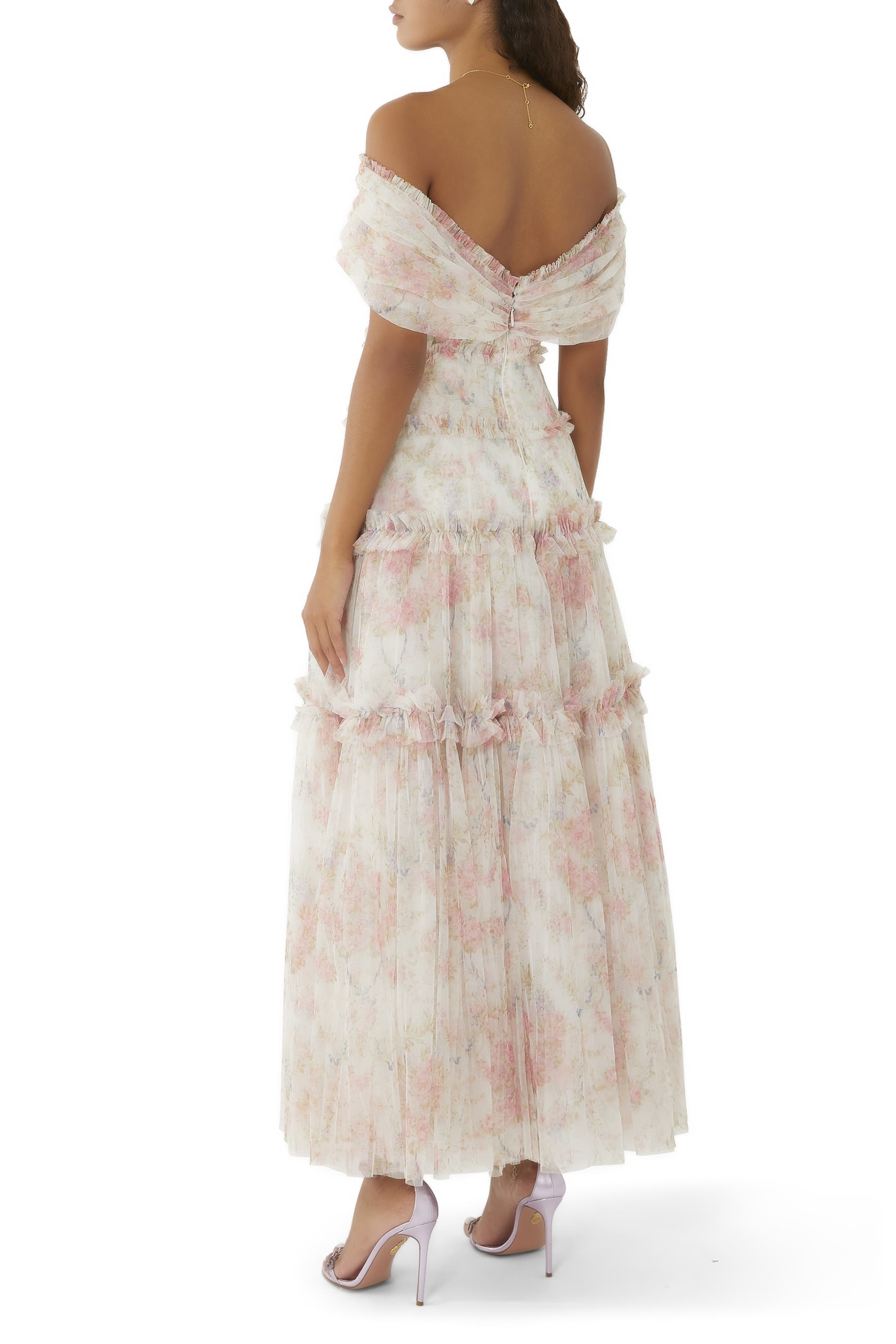 Floral Wreath Grace Off Shoulder Gown