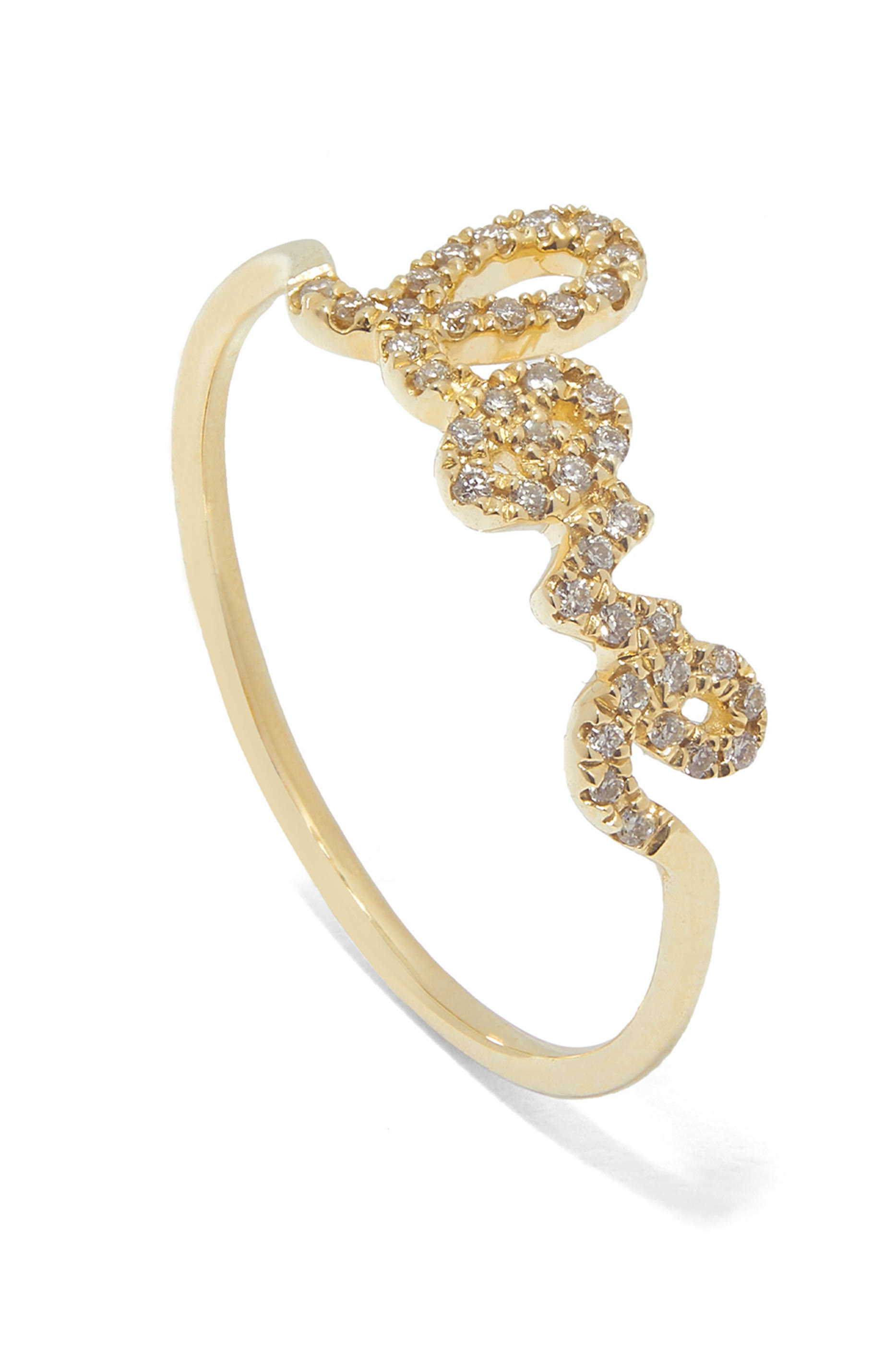 Love Script Ring, 14k Gold & Diamond