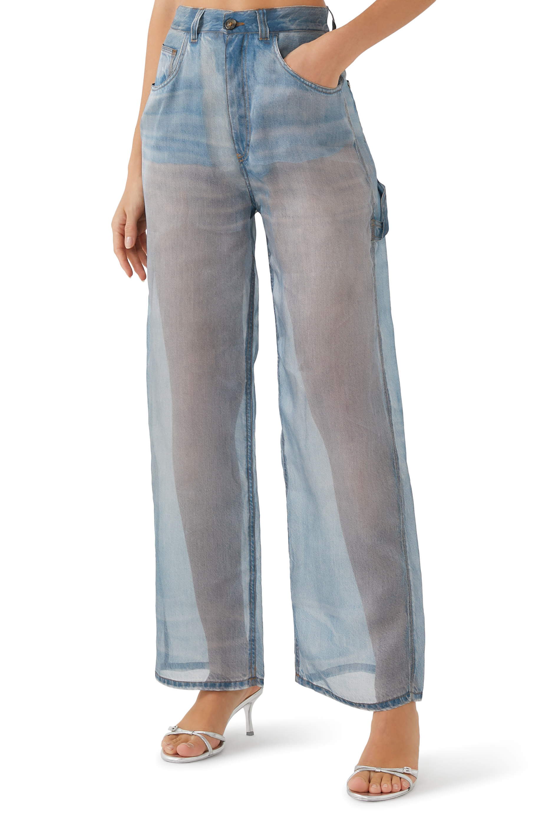Winona Printed Sheer Denim Pants